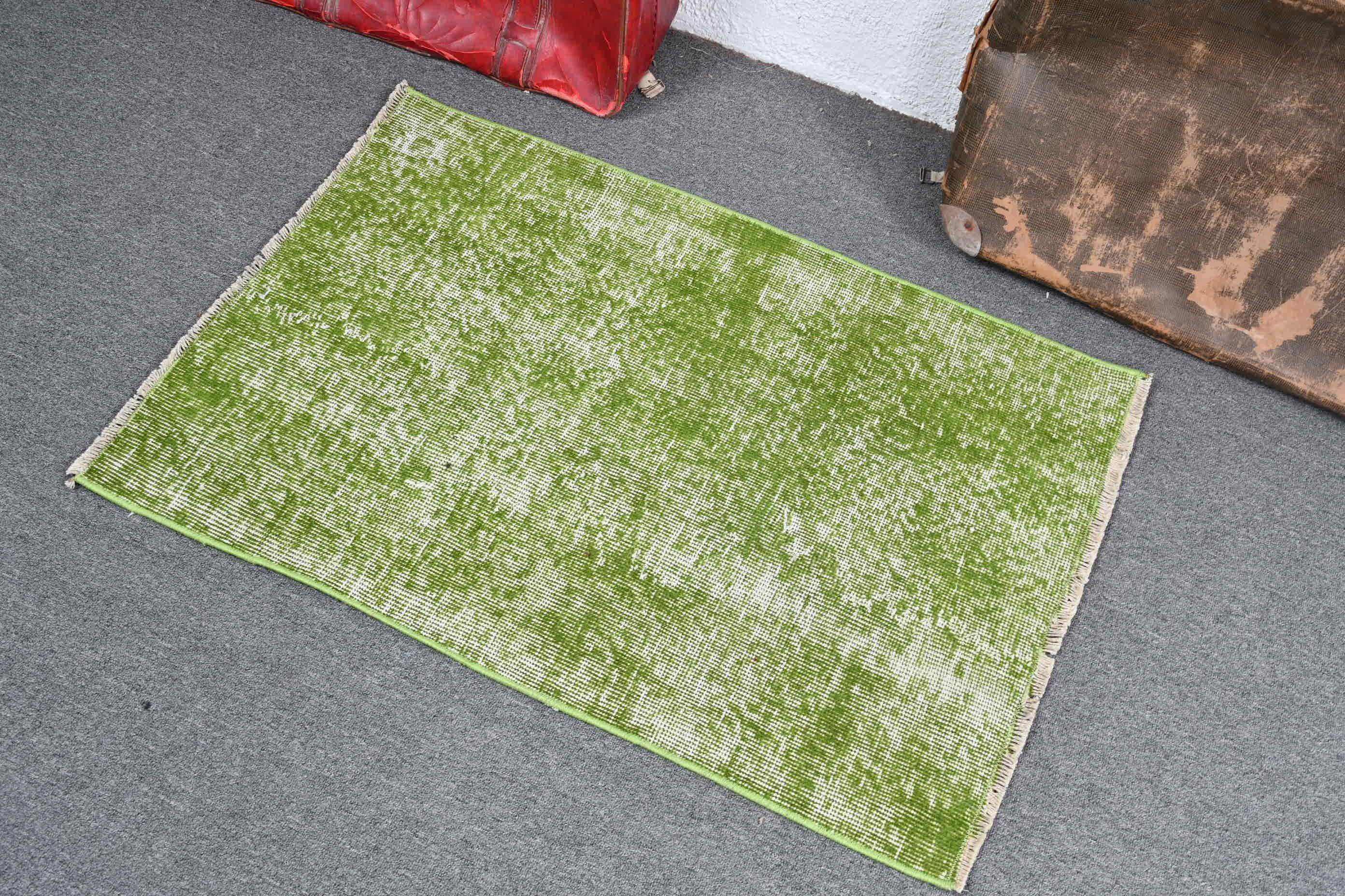 Turkish Rug, Bedroom Rugs, Rugs for Kitchen, Wool Rug, Vintage Rugs, Anatolian Rug, Green  2.3x3.3 ft Small Rugs, Car Mat Rug