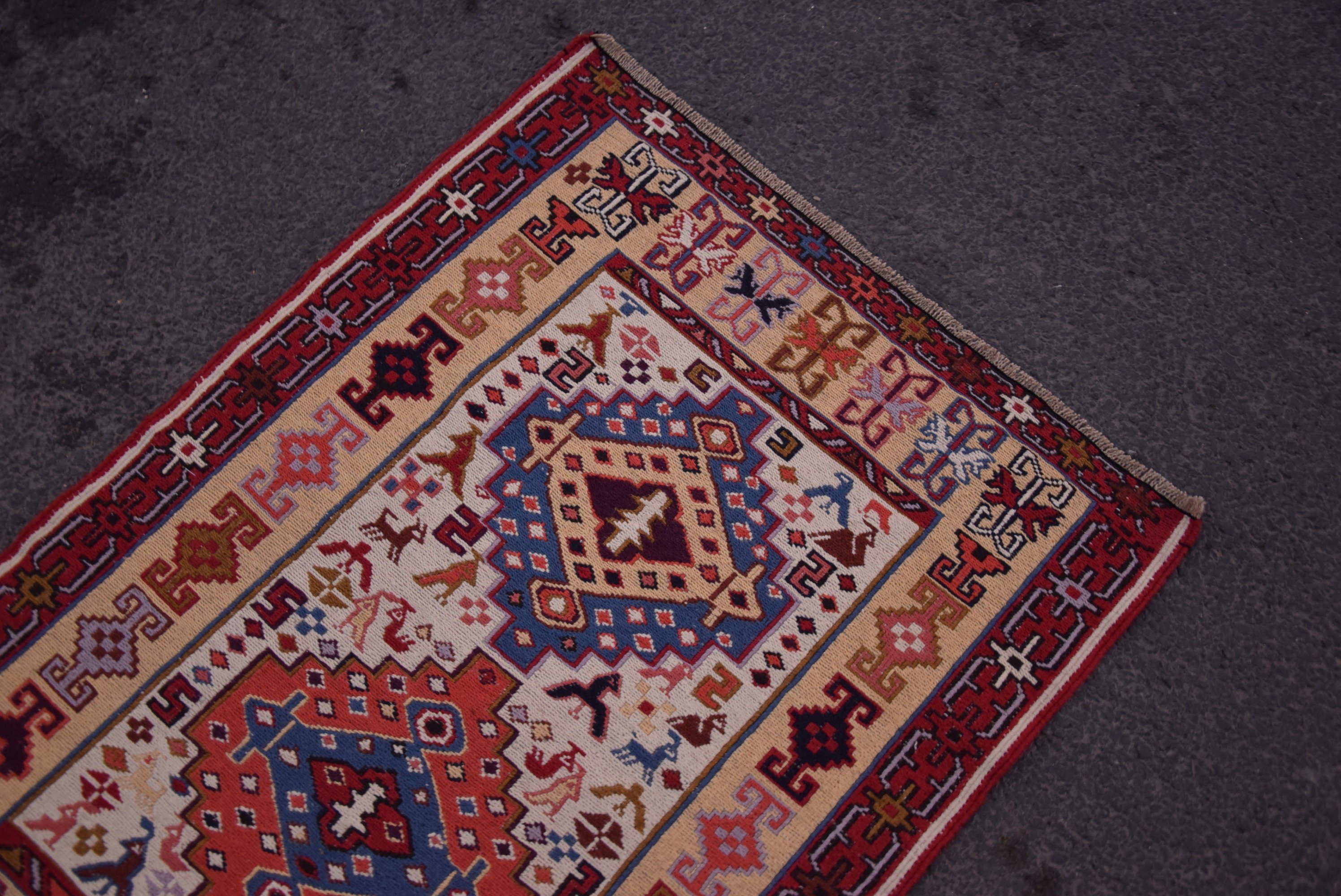 Red Floor Rug, Cute Rugs, Turkish Rugs, Wall Hanging Rug, Kilim, 2.3x3.3 ft Small Rug, Bath Rugs, Floor Rugs, Anatolian Rugs, Vintage Rug