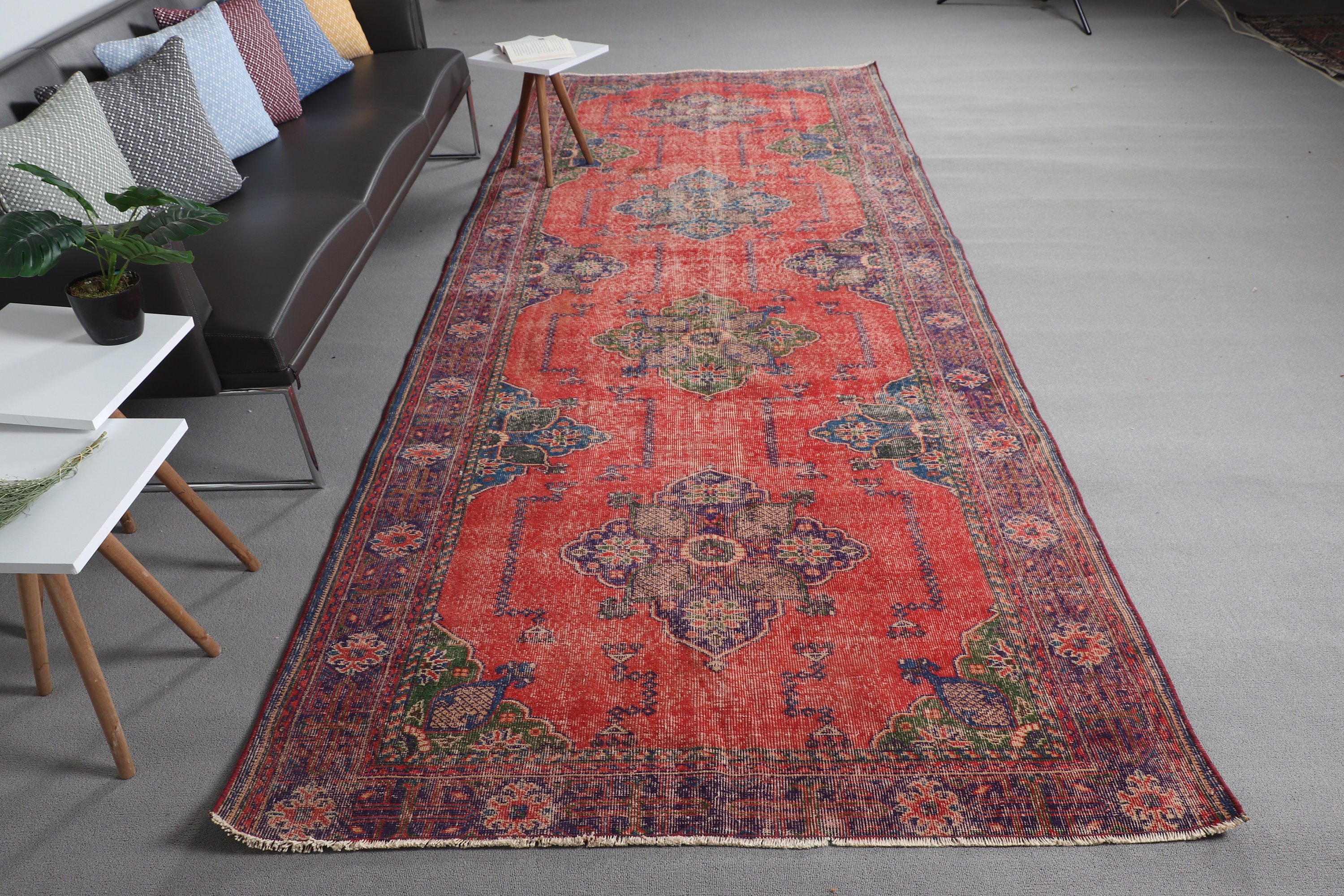 Mutfak Halıları, Ev Dekorasyonu Halısı, Vintage Halılar, Koridor Halısı, Türk Halısı, Kırmızı Soğuk Halılar, Mutfak Halısı, 4.9x12.5 ft Yolluk Halısı, Koridor Halısı