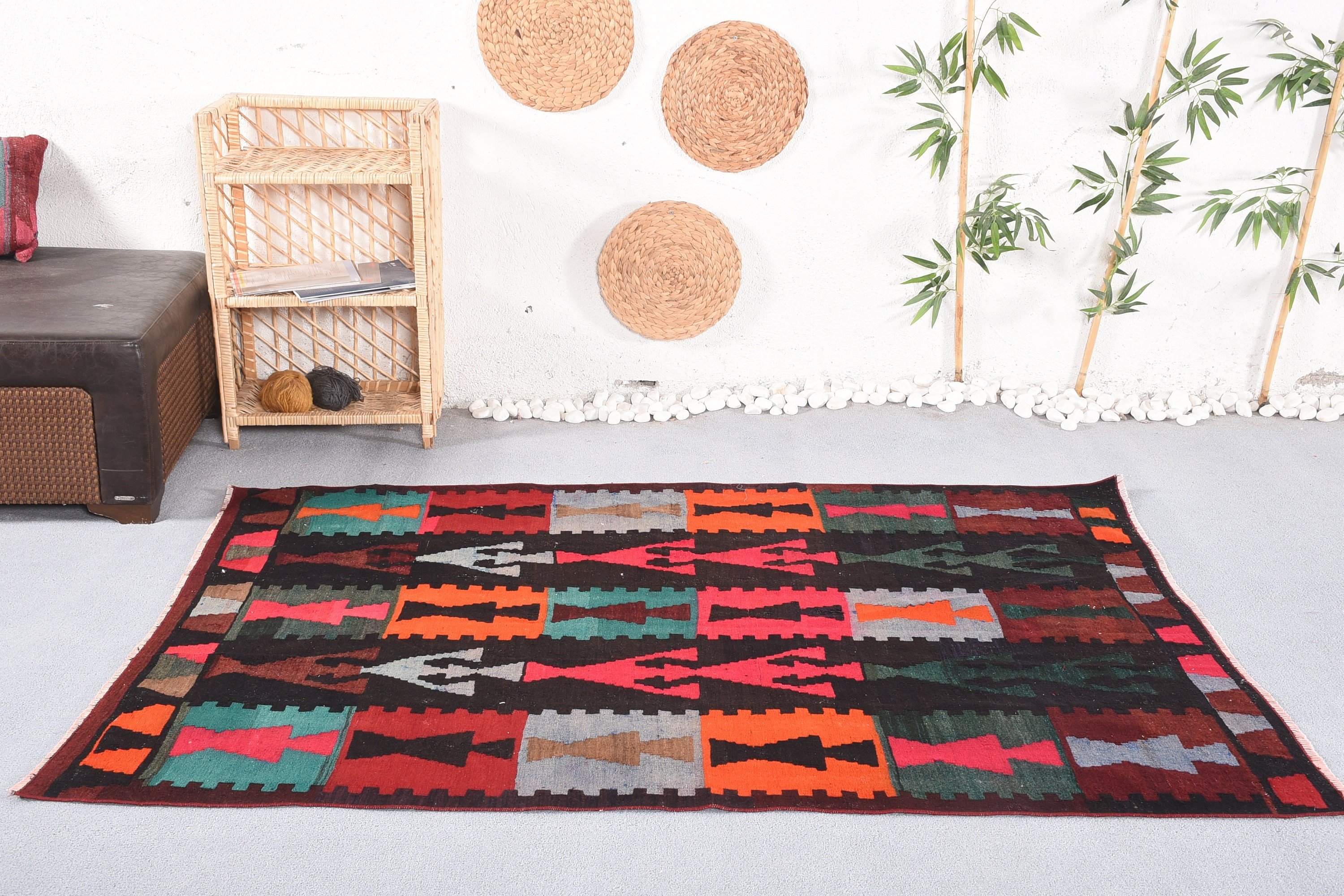Moroccan Rugs, Vintage Rug, Brown Antique Rugs, Antique Rug, Kilim, Living Room Rug, Nursery Rugs, 4.6x6.4 ft Area Rugs, Turkish Rug