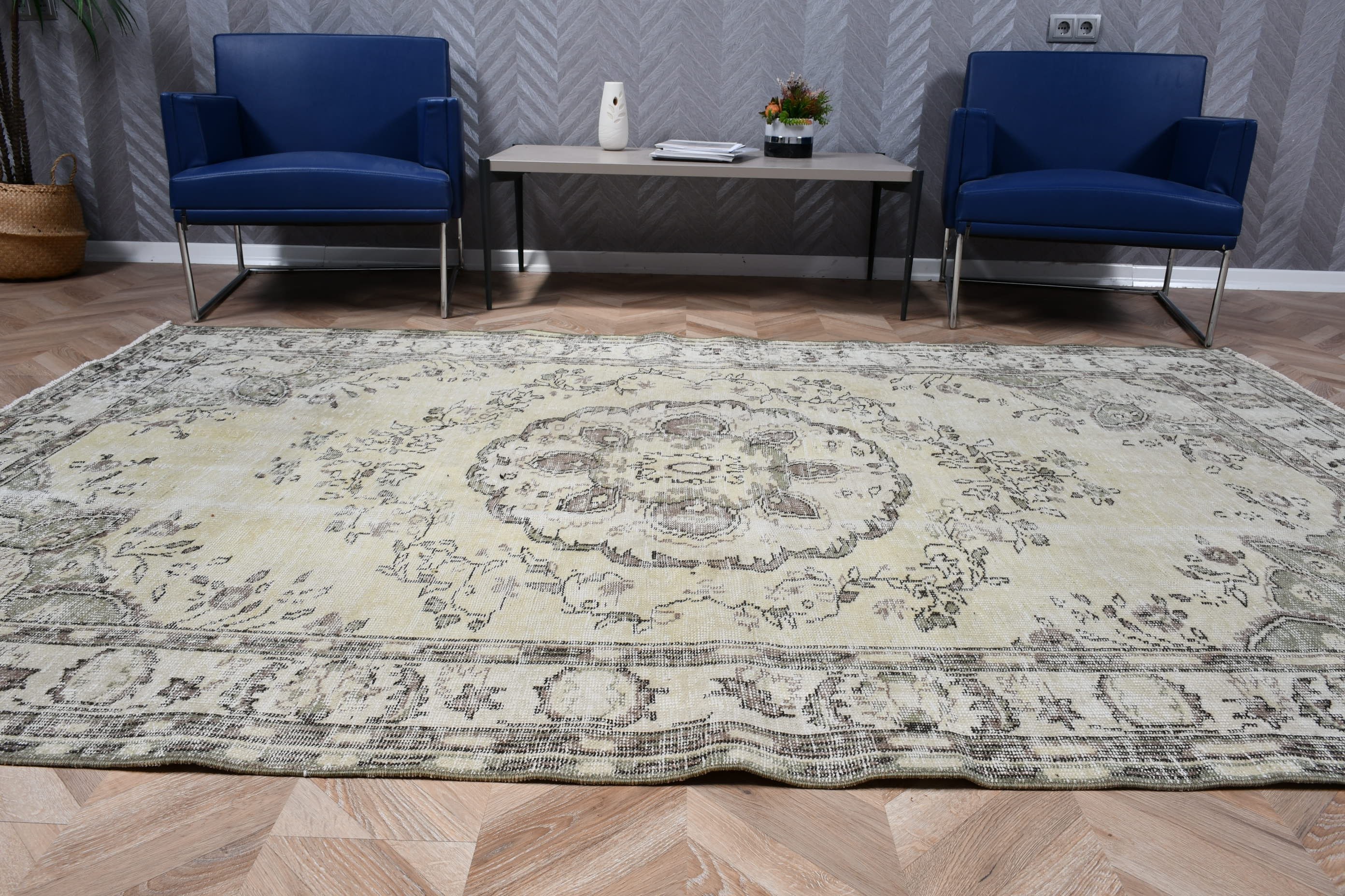 5.9x9.1 ft Large Rug, Turkish Rug, Vintage Rugs, Beige Oriental Rugs, Dining Room Rug, Anatolian Rug, Designer Rug, Bedroom Rug, Floor Rug