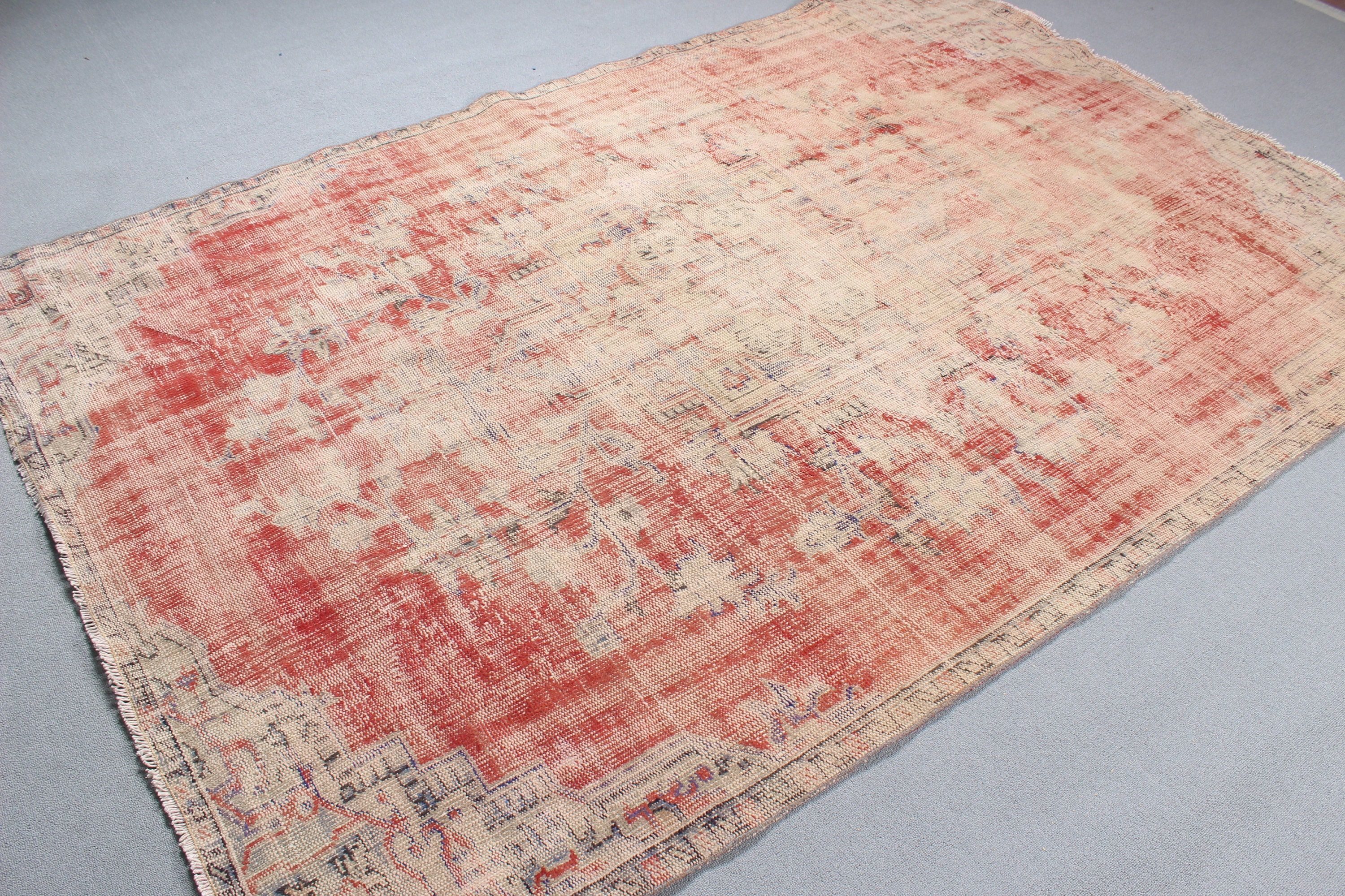 Turkish Rugs, Handwoven Rug, Geometric Rugs, Red Bedroom Rug, Vintage Rug, 5.9x8.8 ft Large Rug, Salon Rug, Artistic Rugs, Living Room Rugs