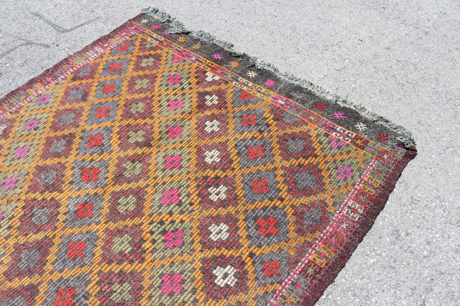 Orange Home Decor Rug, Wool Rug, Kilim, Dining Room Rug, Oushak Rugs, 5.6x10 ft Large Rug, Living Room Rug, Vintage Rug, Turkish Rug