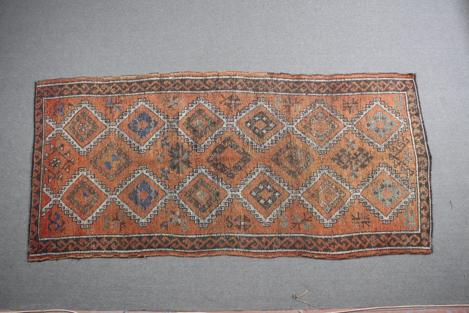 4.7x10 ft Large Rugs, Custom Rugs, Turkish Rug, Vintage Rug, Anatolian Rug, Bedroom Rugs, Cool Rugs, Dining Room Rug, Orange Home Decor Rug