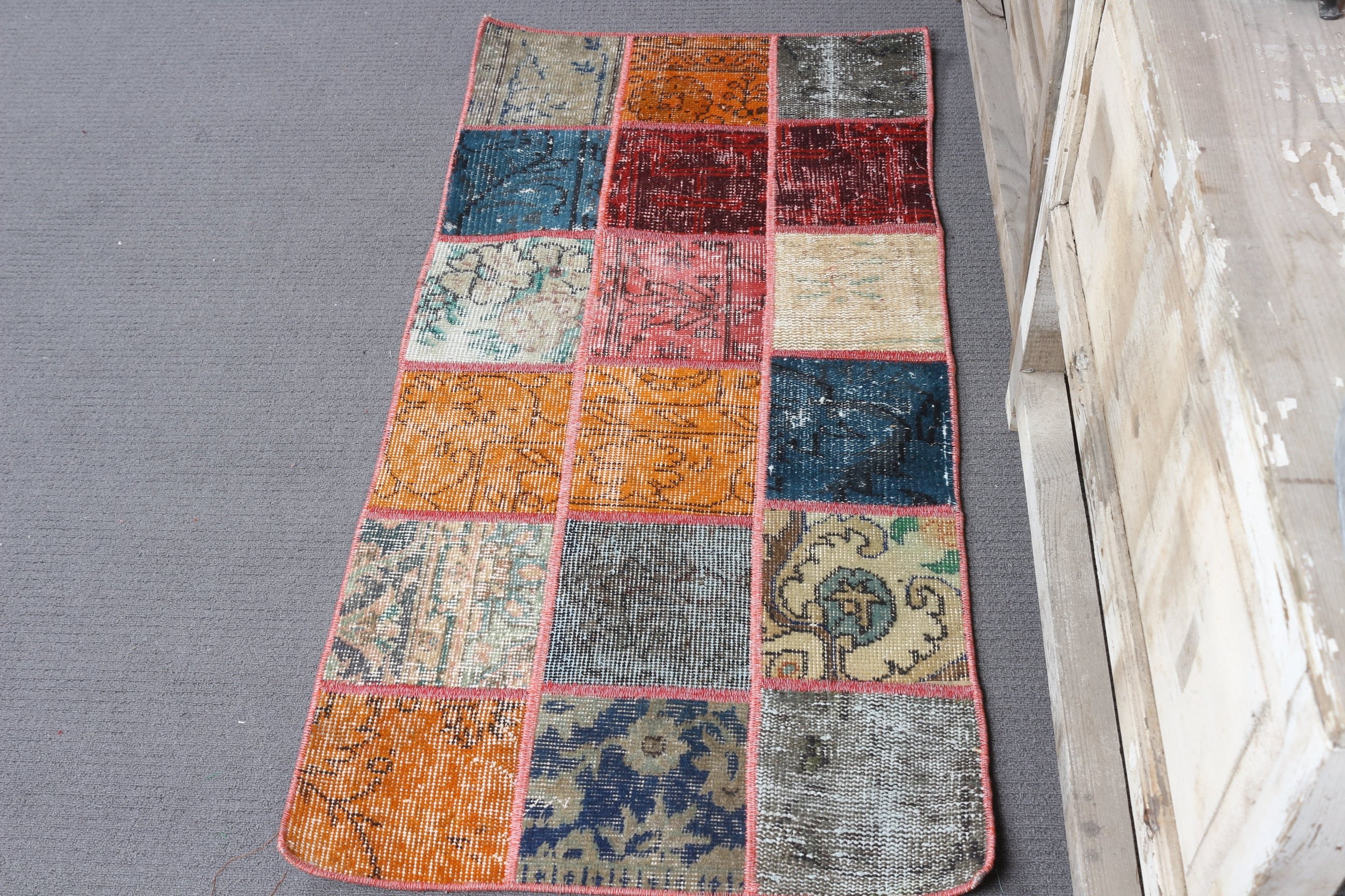 Art Rugs, Oriental Rug, 1.9x4.1 ft Small Rugs, Bath Rugs, Orange Bedroom Rug, Nursery Rug, Vintage Rugs, Turkish Rug, Home Decor Rug