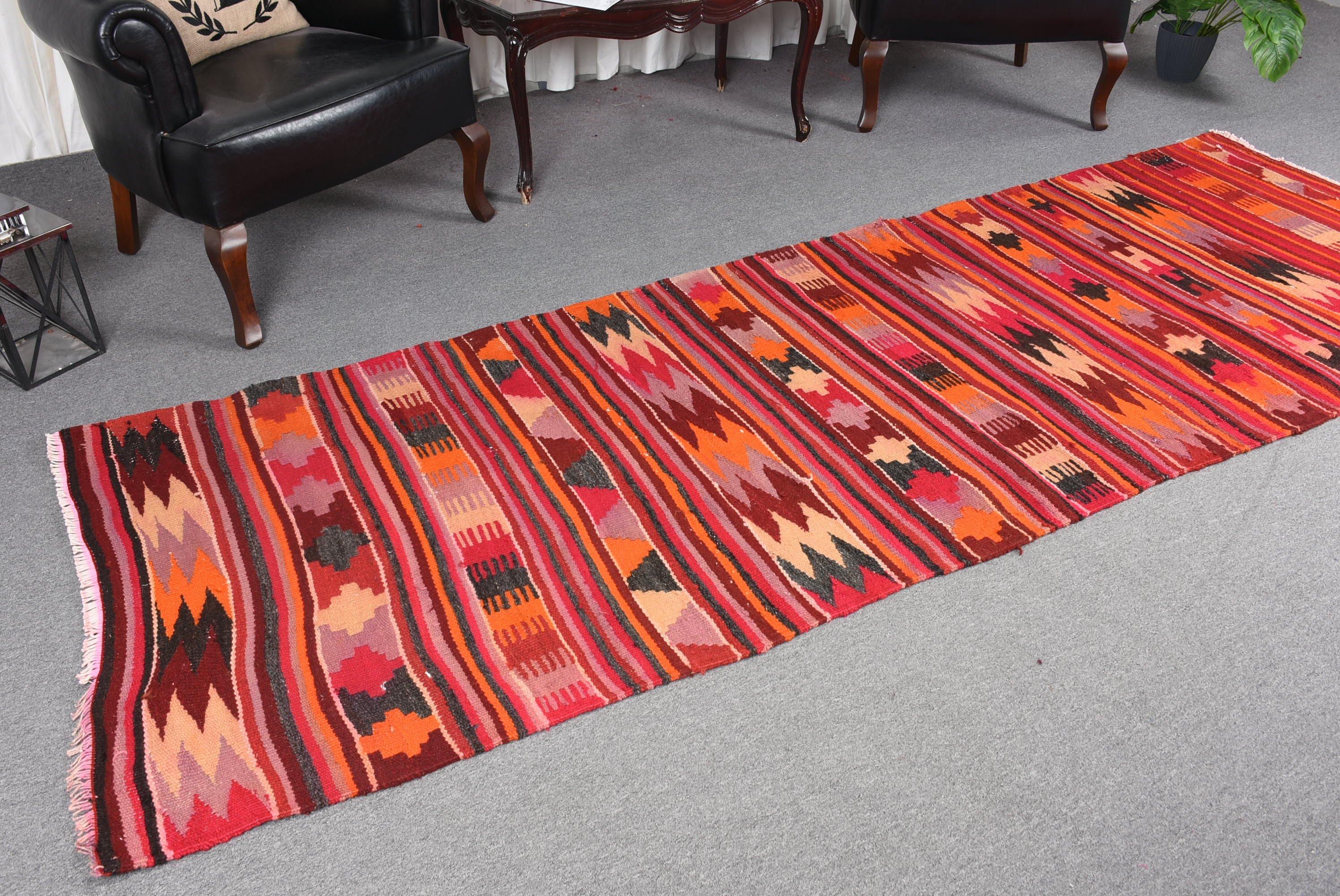 Kilim, Merdiven Halıları, Etnik Halılar, Oushak Halısı, Merdiven Halıları, Vintage Halı, Kırmızı 3.3x9.9 ft Runner Halısı, Türk Halısı, Yatak Odası Halıları