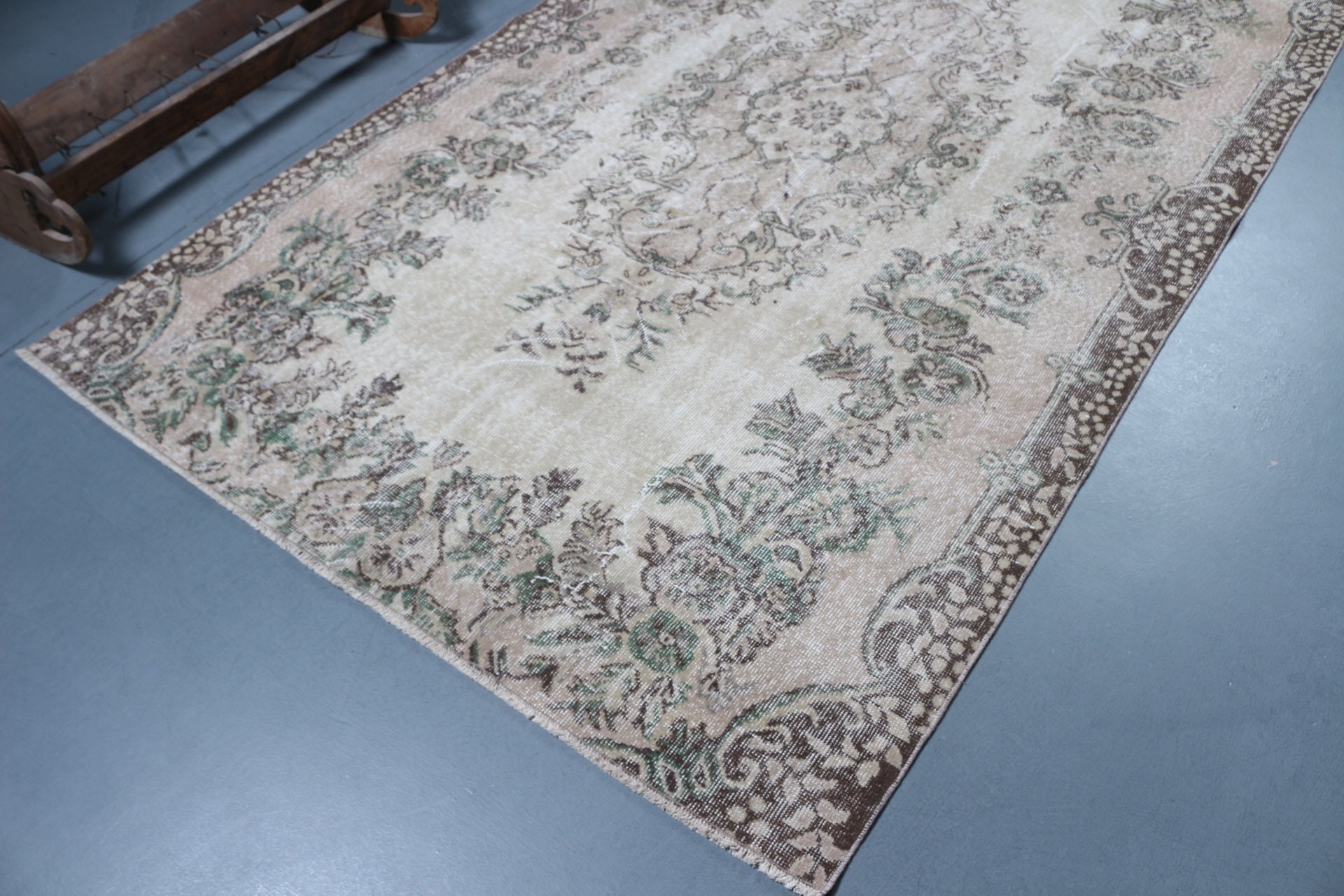 Oturma Odası Halısı, Vintage Halı, Fas Halısı, 5.5x9.4 ft Büyük Halılar, Eklektik Halı, Türk Halıları, Yatak Odası Halısı, Bej Oushak Halısı, Mutfak Halısı