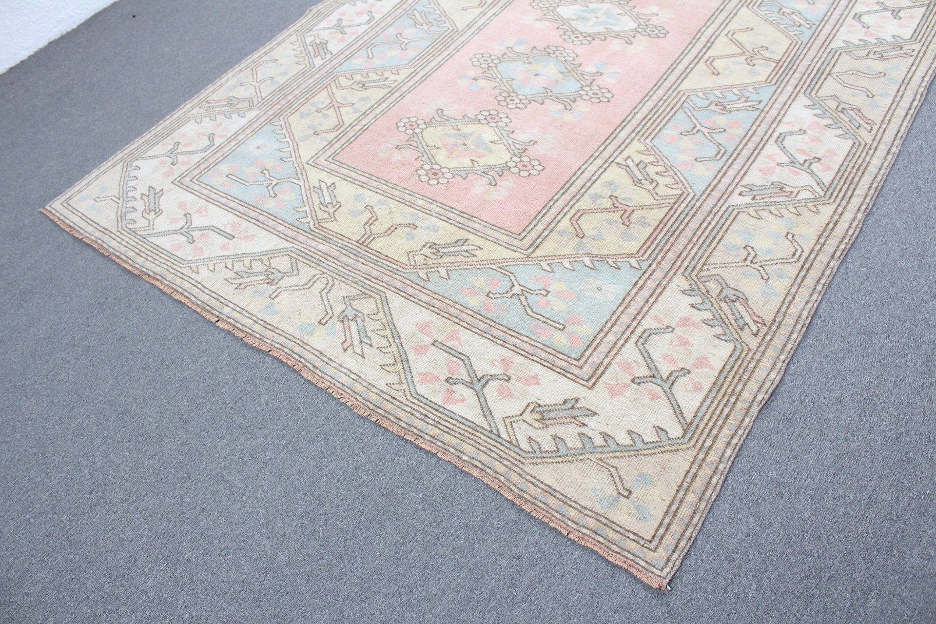 Turkish Rugs, Oriental Rug, Boho Rug, Dining Room Rugs, 6.3x9.3 ft Large Rug, Living Room Rug, Vintage Rug, Pink Antique Rugs