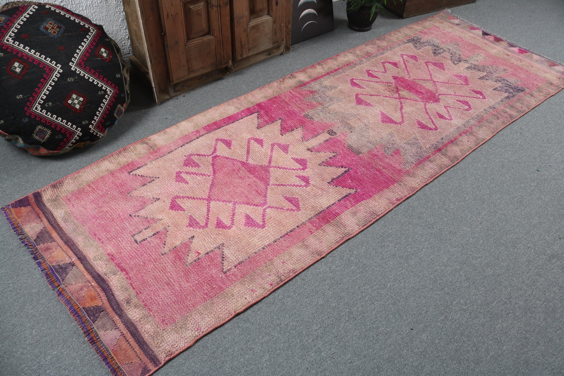 Rugs for Corridor, 3.1x9.4 ft Runner Rug, Kitchen Rugs, Cool Rugs, Long Runner Rugs, Modern Rug, Turkish Rug, Pink Boho Rug, Vintage Rug