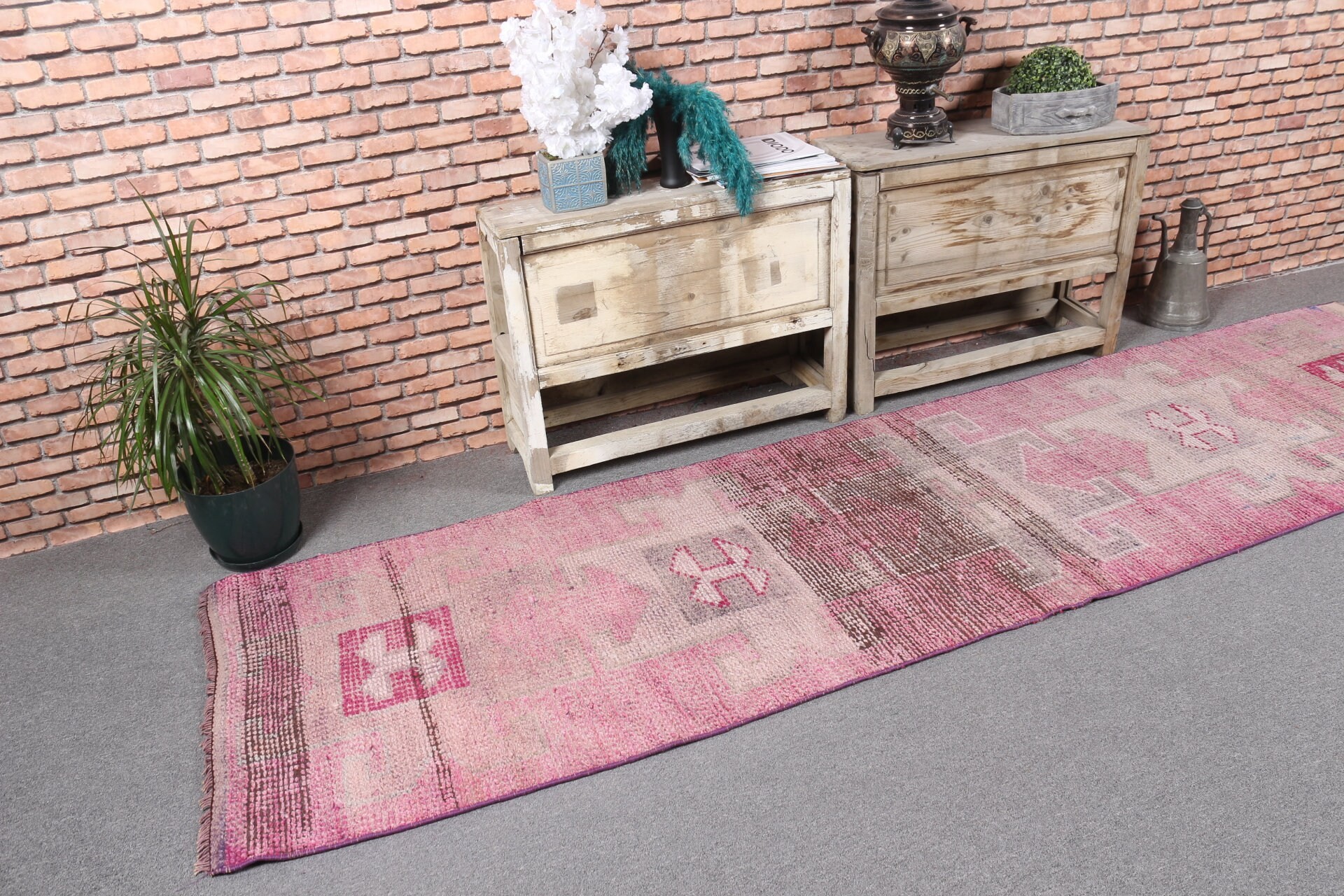 Pastel Rug, Purple Antique Rug, Rugs for Runner, Hallway Rug, Turkish Rug, 2.6x10.4 ft Runner Rugs, Bedroom Rug, Vintage Rug, Moroccan Rugs