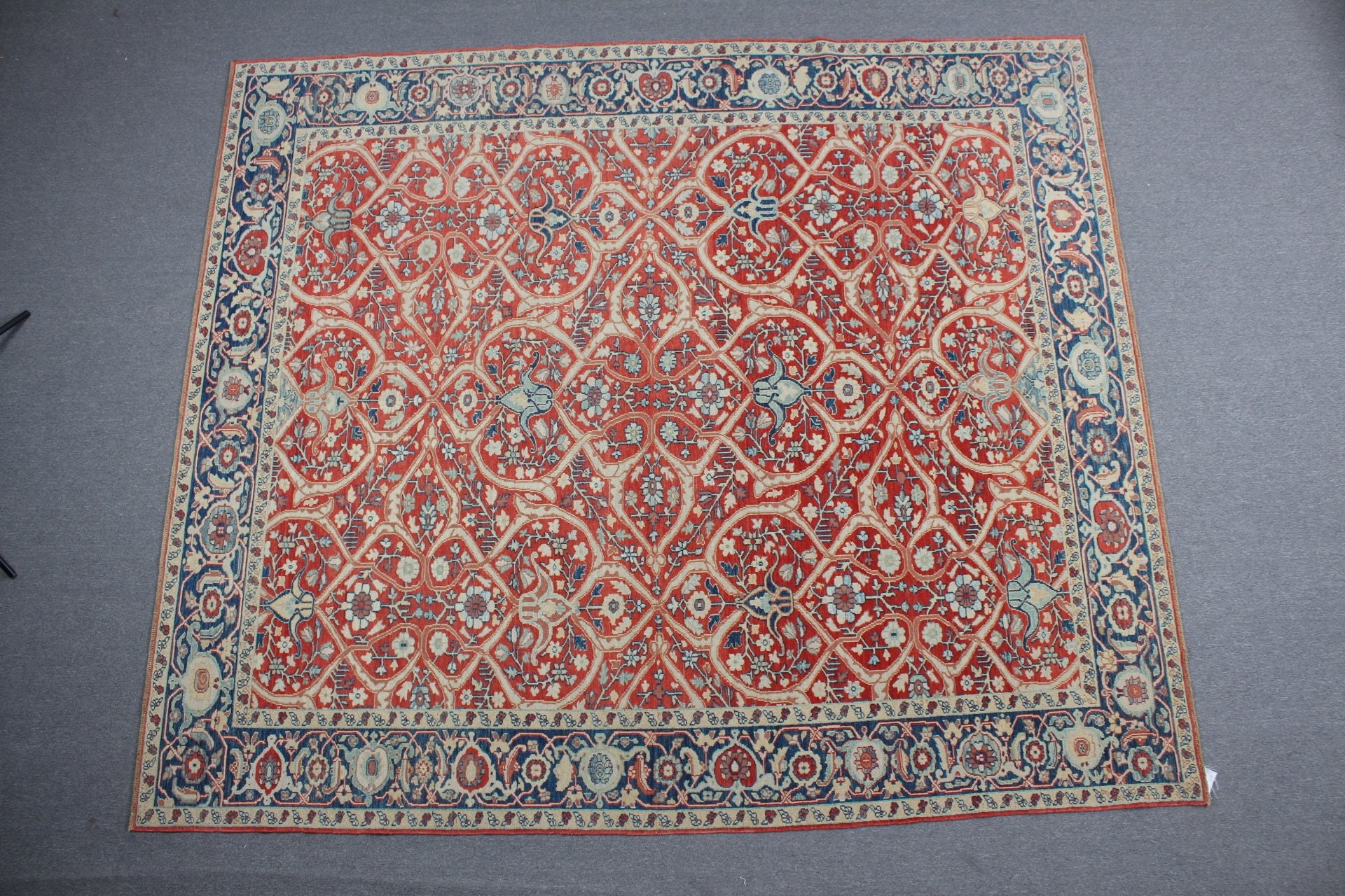 8.4x9.8 ft Büyük Boy Halılar, Yemek Odası Halısı, Kırmızı Oushak Halıları, Türk Halısı, Antika Halılar, Vintage Halı, Yatak Odası Halıları, Salon Halısı, Parlak Halı