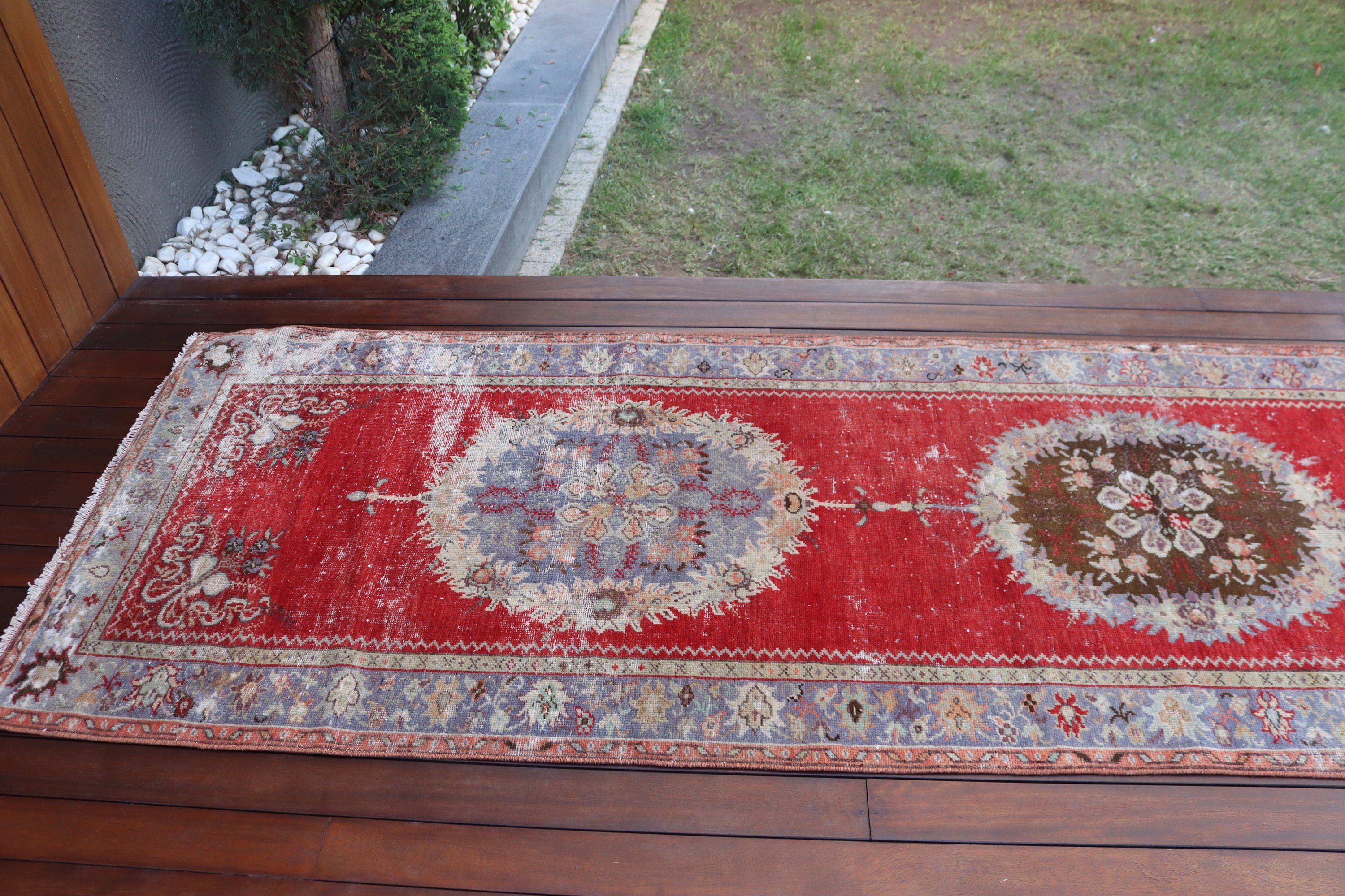 Koridor Halıları, Koridor Halısı, 3,3x12 ft Runner Halısı, Vintage Halılar, Ev Dekorasyonu Halıları, Kırmızı Soğuk Halı, Boho Halıları, Kabile Halısı, Türk Halıları