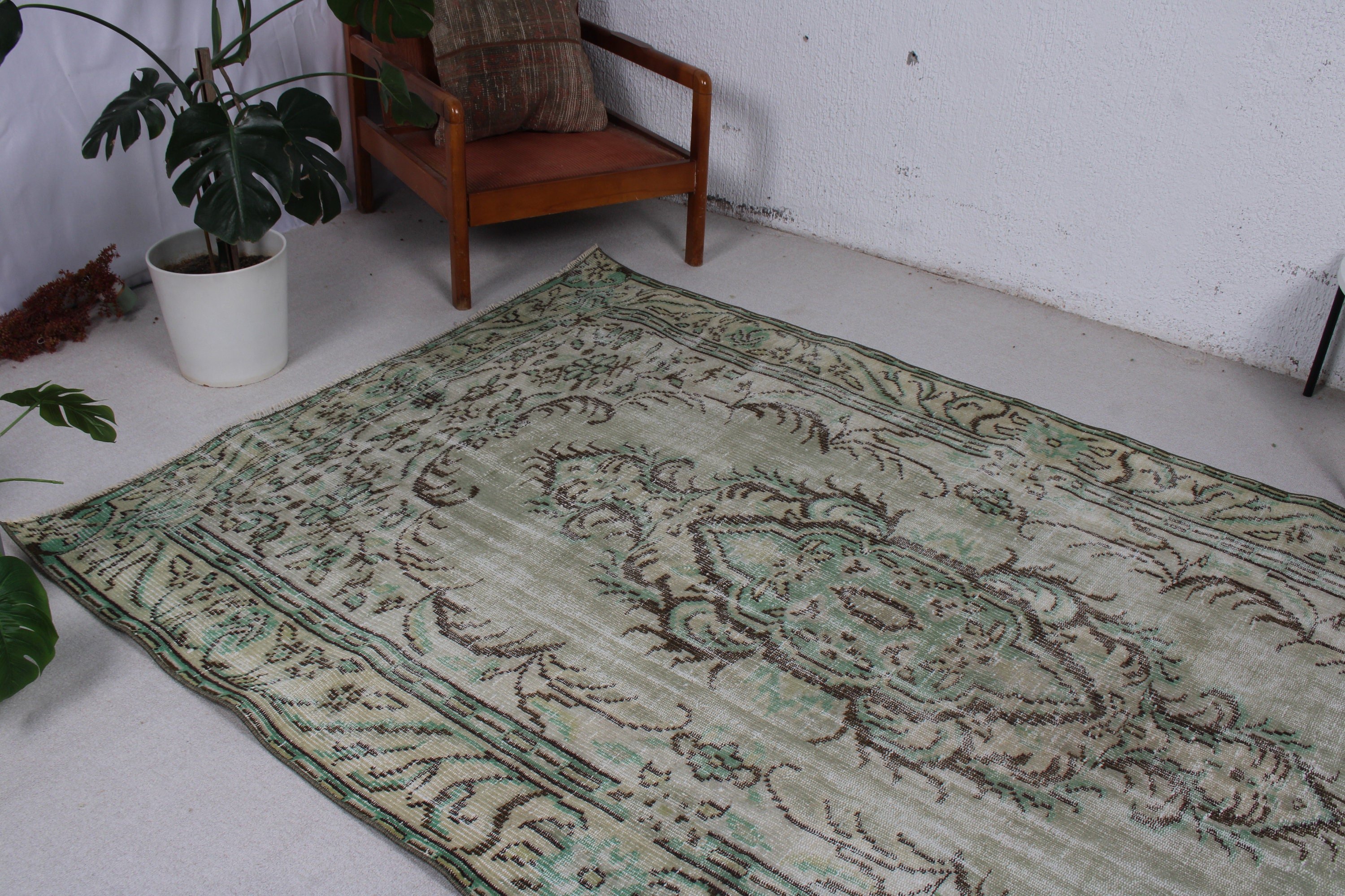 Nötr Halı, 5,5x8,3 ft Büyük Halılar, Türk Halıları, Büyük Boho Halıları, Kahverengi Yatak Odası Halıları, Vintage Halı, Lüks Halı, Yemek Odası Halısı, Modern Halı