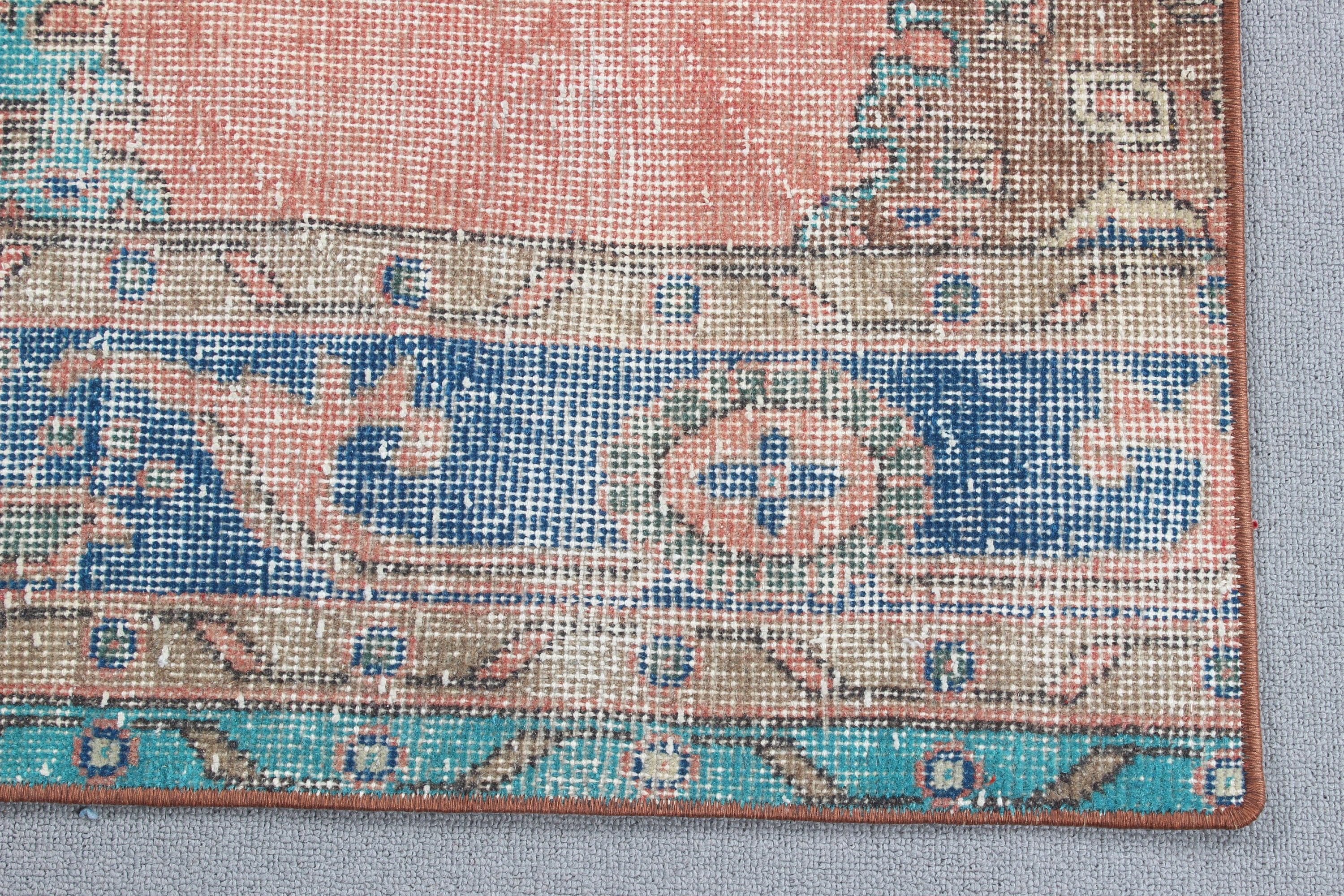 Orange Oriental Rug, Small Area Rugs, Neutral Rugs, Bedroom Rug, Turkish Rug, Vintage Rugs, 2.1x4.9 ft Small Rug, Aztec Rugs