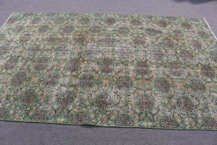 Antique Rug, Old Rug, Bedroom Rugs, Rugs for Bedroom, Green Cool Rug, Salon Rug, 5.5x9 ft Large Rug, Turkish Rug, Vintage Rug, Oushak Rugs