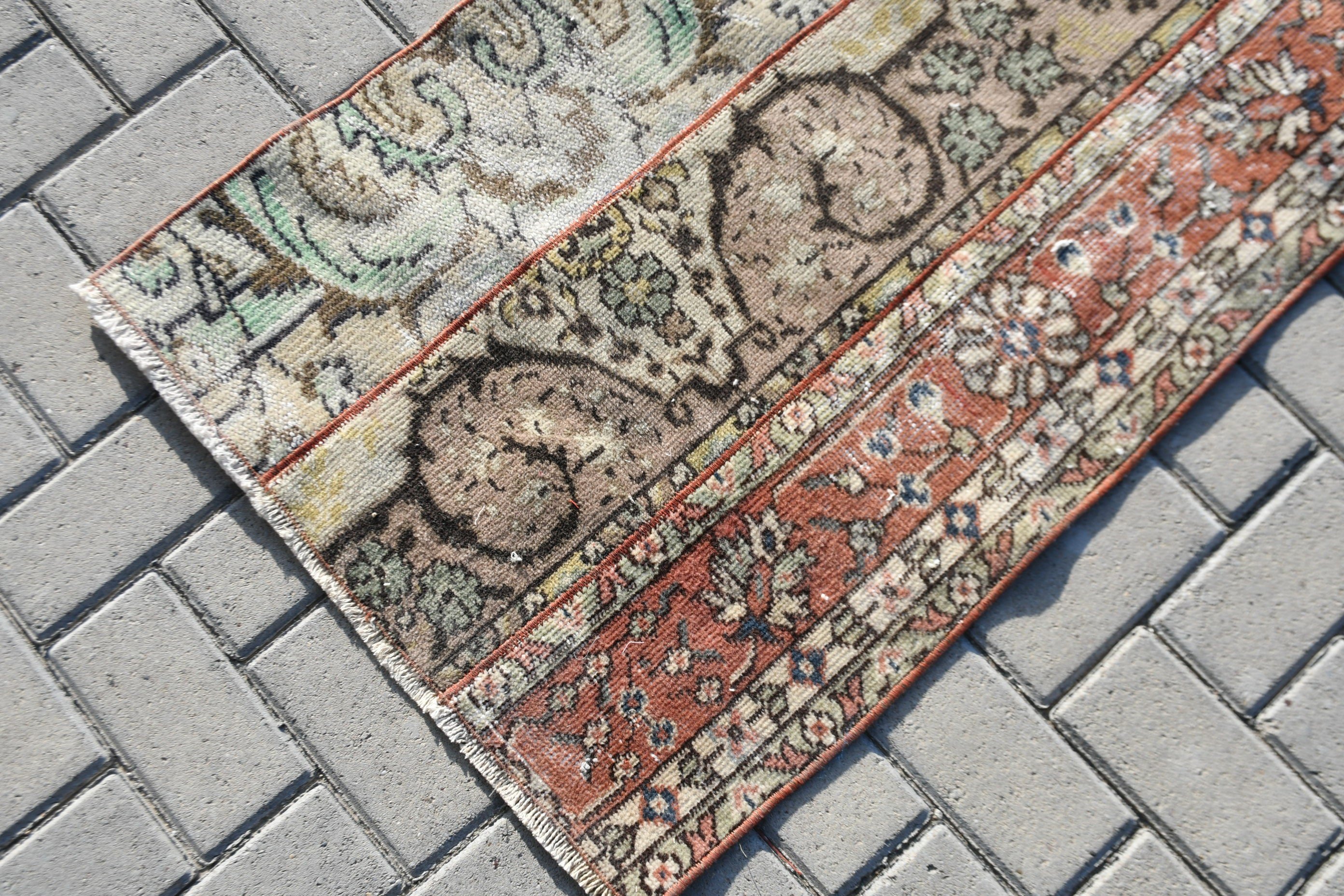 Vintage Rug, Antique Rug, Rugs for Kitchen, Green Wool Rug, Floor Rug, Door Mat Rug, 2.1x3.5 ft Small Rug, Bedroom Rug, Turkish Rugs