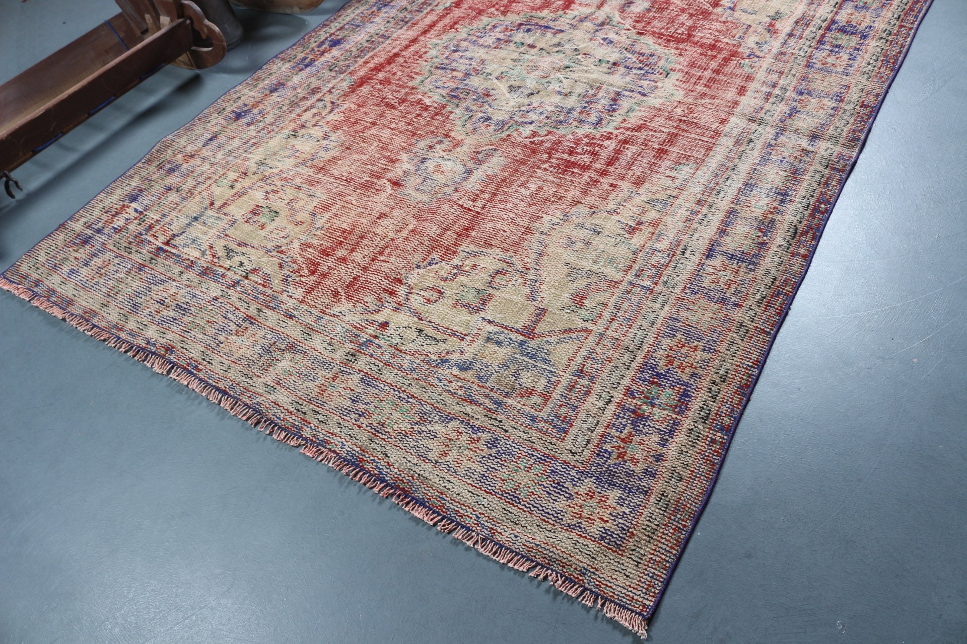 Vintage Halı, 5.9x8.6 ft Büyük Halı, Antika Halılar, Yatak Odası Halıları, Kırmızı Oushak Halıları, Salon Halısı, Anadolu Halısı, Yemek Odası Halısı, Türk Halısı