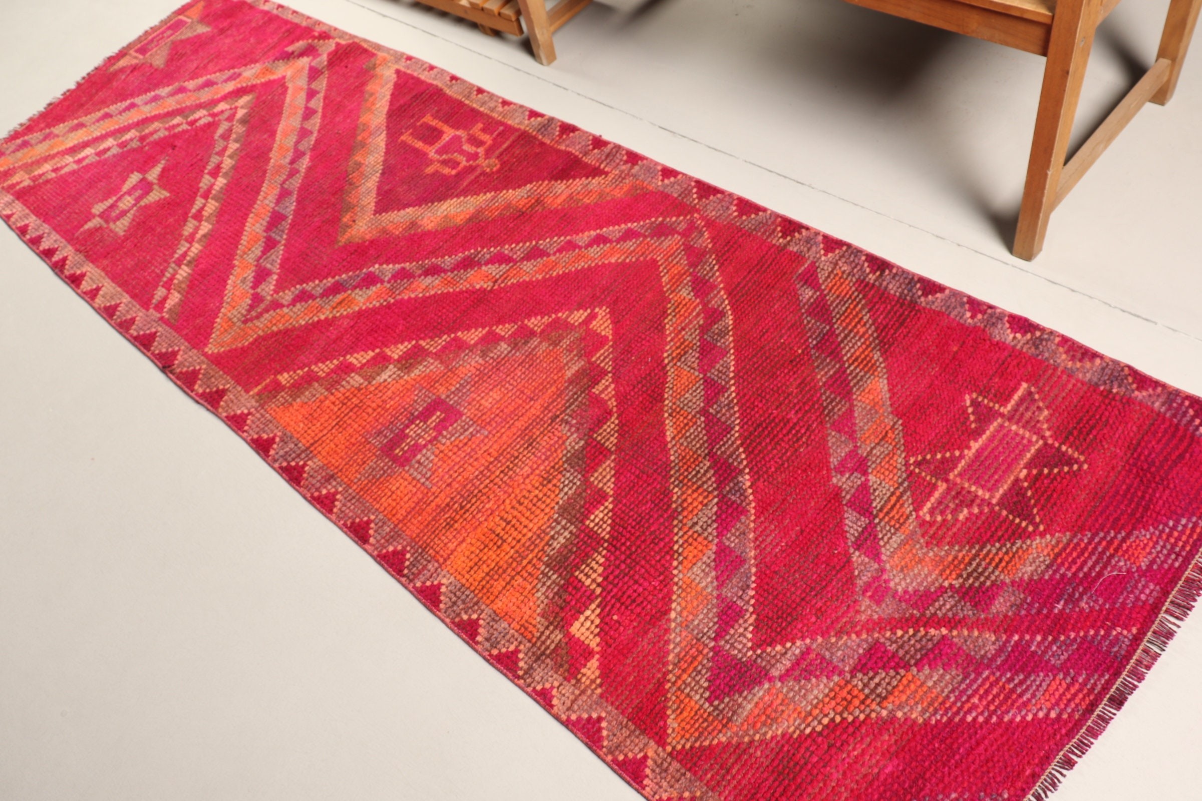 Orange Anatolian Rug, Corridor Rug, Hallway Rugs, 3.1x9.5 ft Runner Rug, Antique Rug, Vintage Rugs, Boho Rug, Turkish Rug, Anatolian Rug