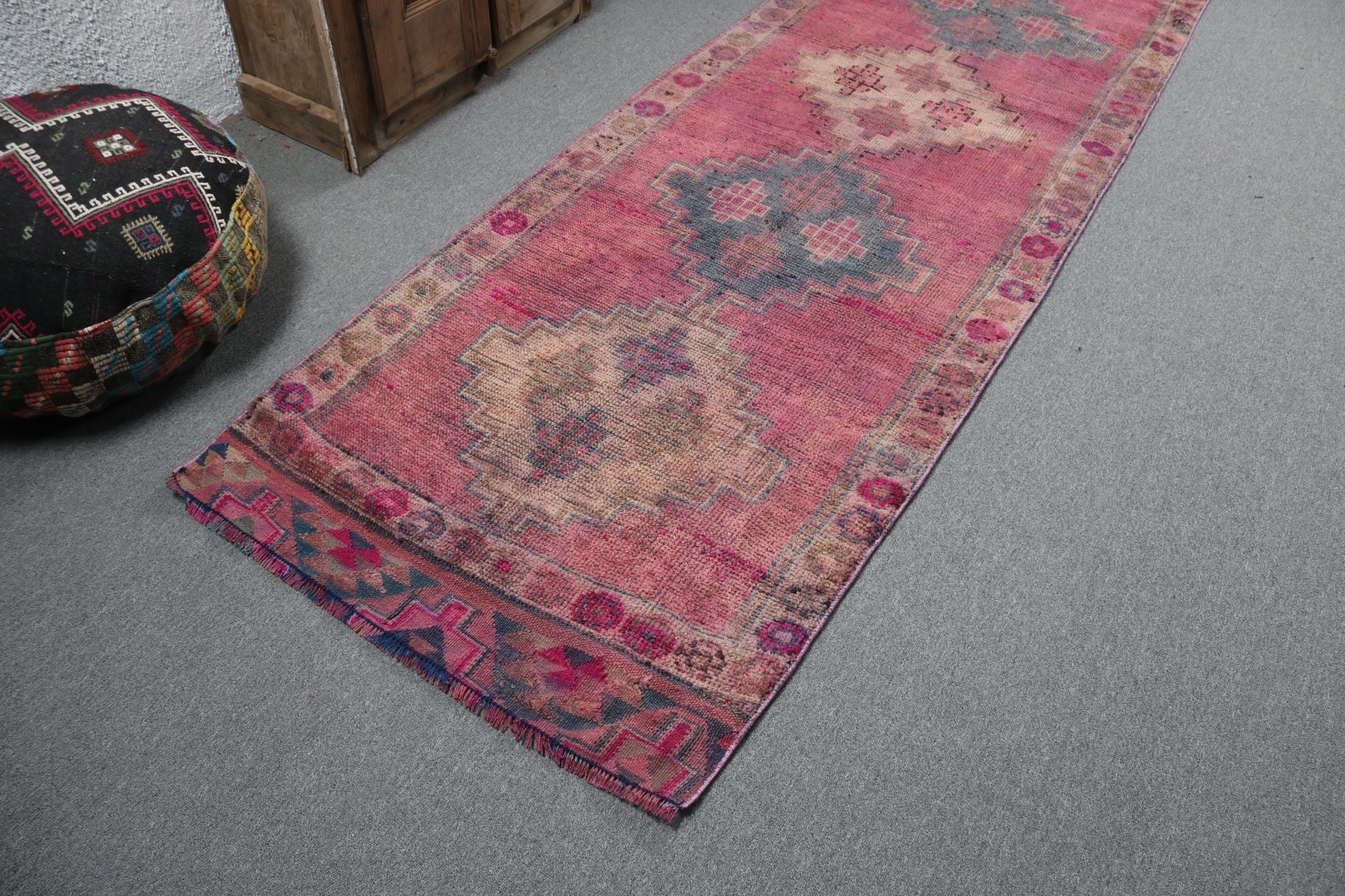 Turkish Rug, Corridor Rug, Pink Anatolian Rug, Outdoor Rugs, Neutral Rugs, 3.2x11 ft Runner Rugs, Long Runner Rug, Vintage Rug, Modern Rugs