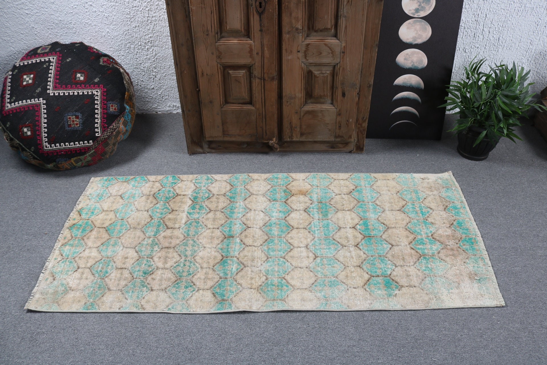 Kitchen Rugs, Boho Rugs, Brown Geometric Rug, Home Decor Rugs, Turkish Rugs, Door Mat Rugs, Entry Rugs, Vintage Rugs, 2.5x5.5 ft Small Rugs