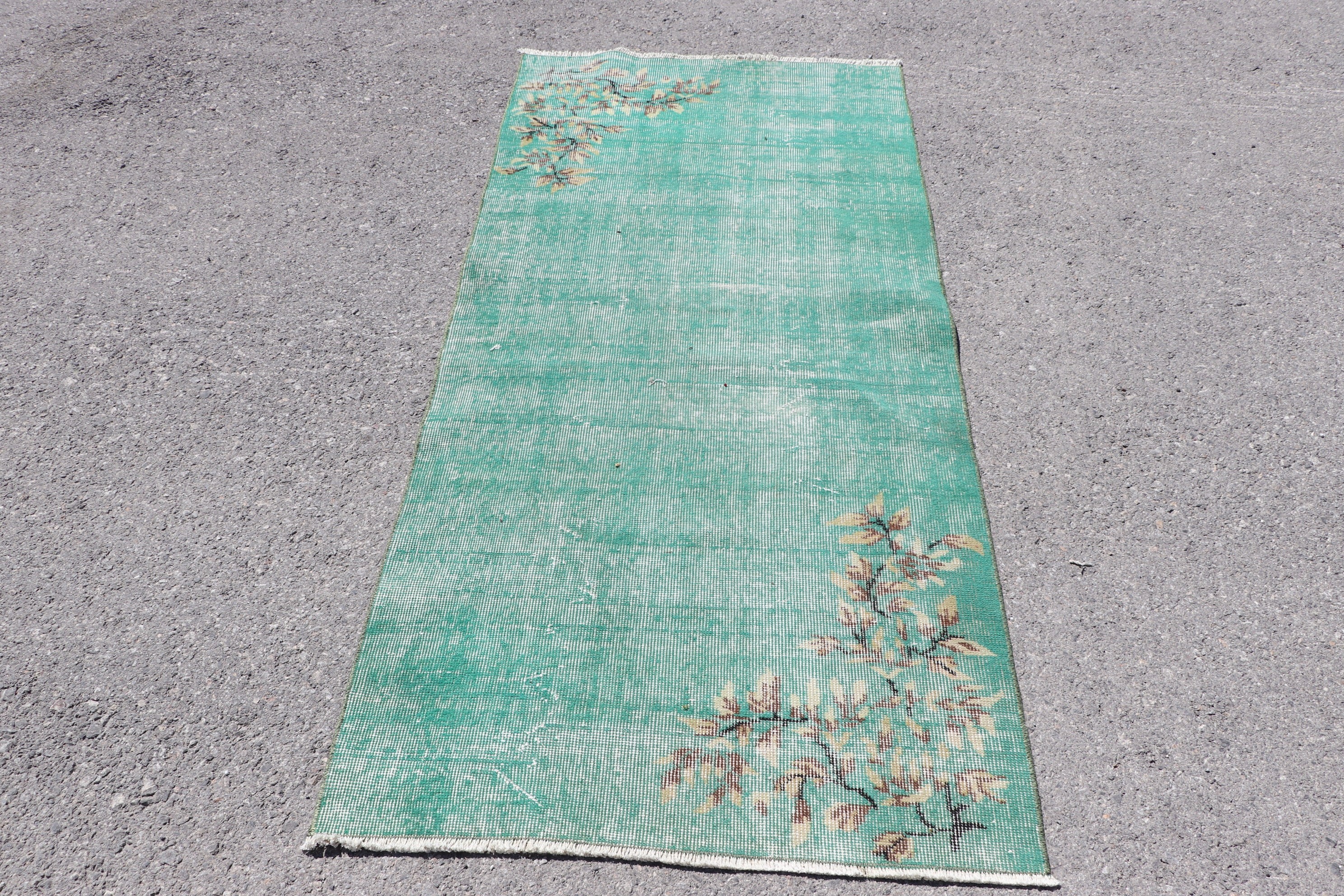 Turkish Rugs, Vintage Rug, Rugs for Bedroom, 3x6.2 ft Accent Rug, Floor Rug, Kitchen Rug, Entry Rugs, Wool Rugs, Green Anatolian Rug