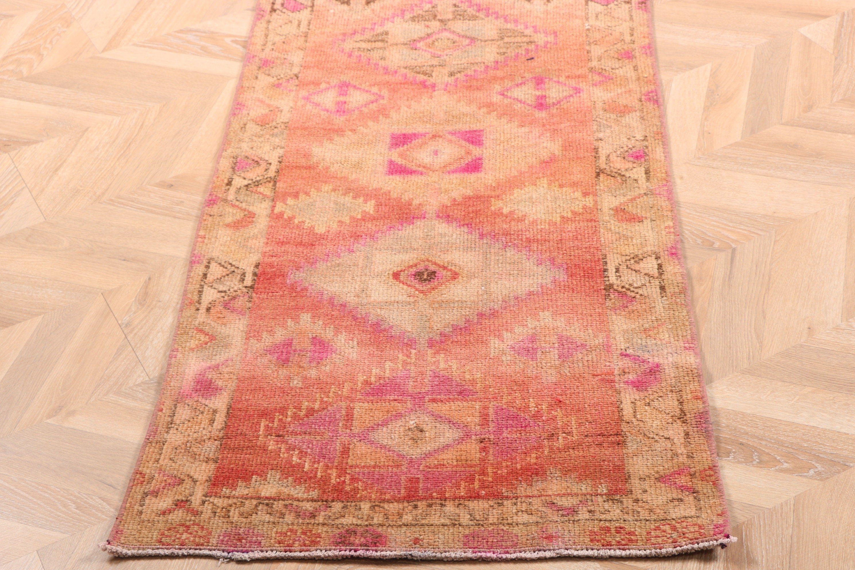 Vintage Halı, Boho Halılar, Koridor Halısı, Bej Nötr Halı, Geometrik Halılar, Lüks Halı, Türk Halısı, Koridor Halısı, 2.2x13.6 ft Yolluk Halısı