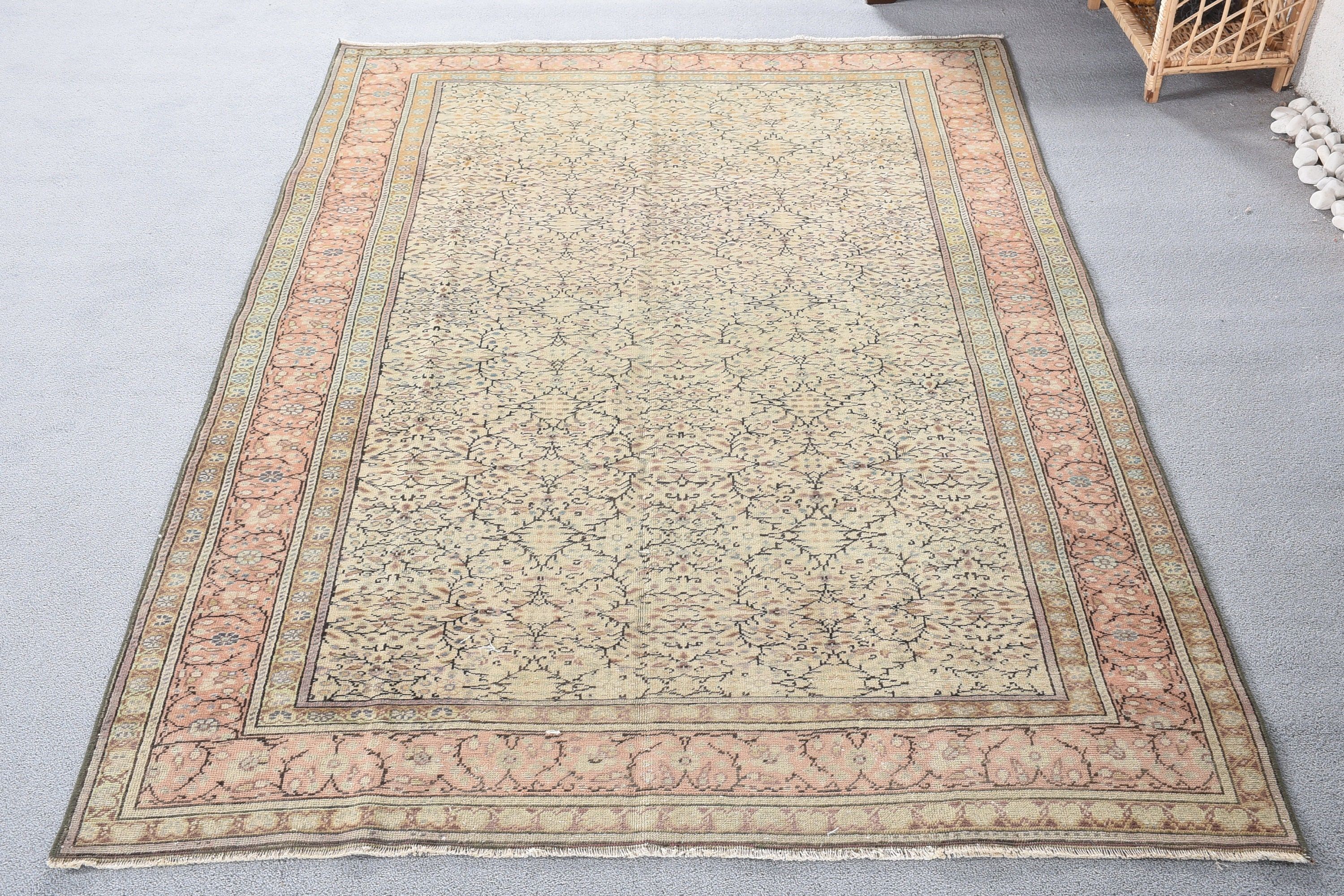 4.8x7.2 ft Alan Halıları, Sessiz Halı, Mutfak Halısı, Yemek Odası Halıları, Ev Dekor Halısı, Vintage Halı, Yeşil Antika Halılar, Türk Halıları