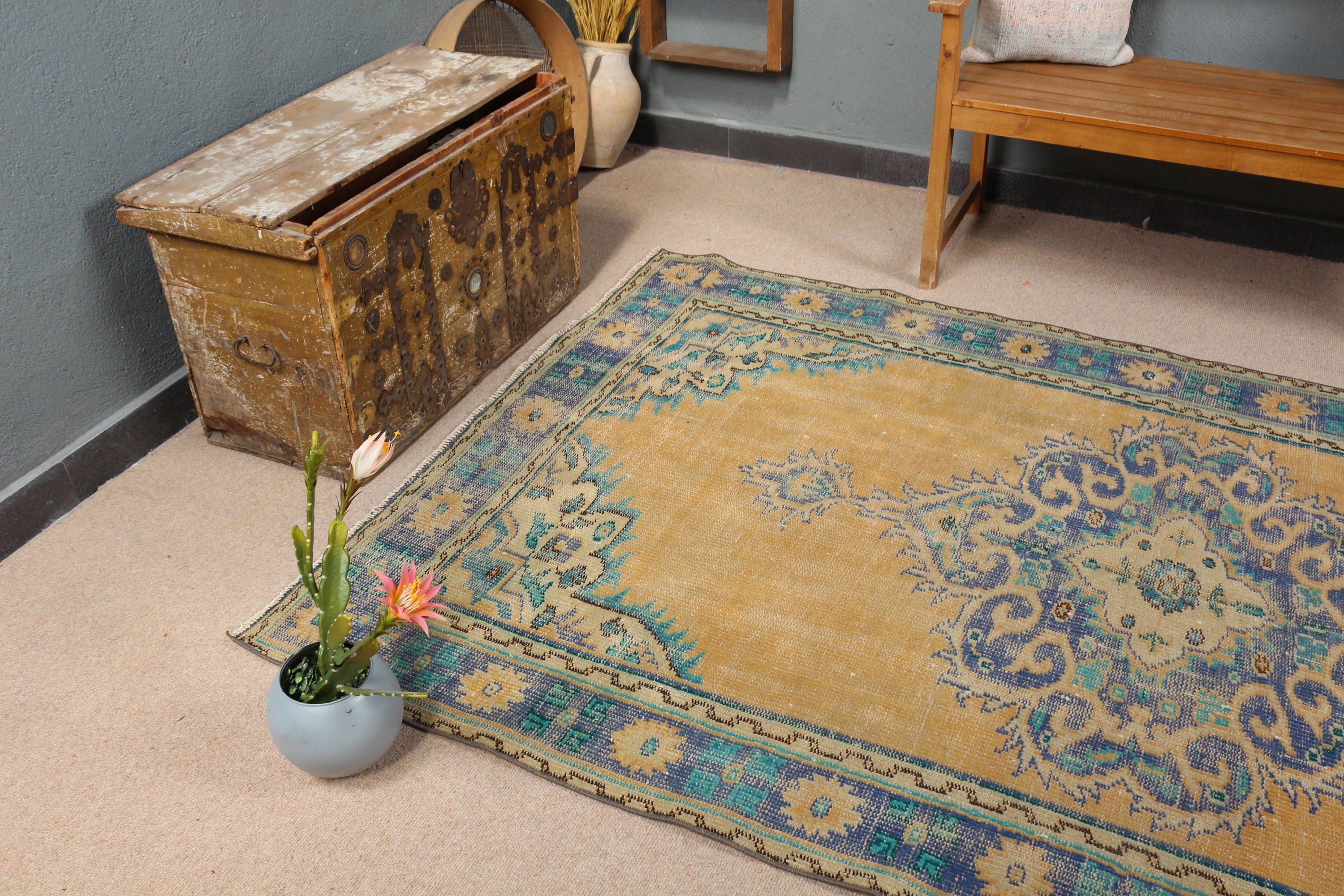 Rugs for Floor, Vintage Rug, Turkish Rug, Dining Room Rug, Bedroom Rug, Orange Oushak Rugs, Indoor Rug, 4.8x8 ft Area Rug