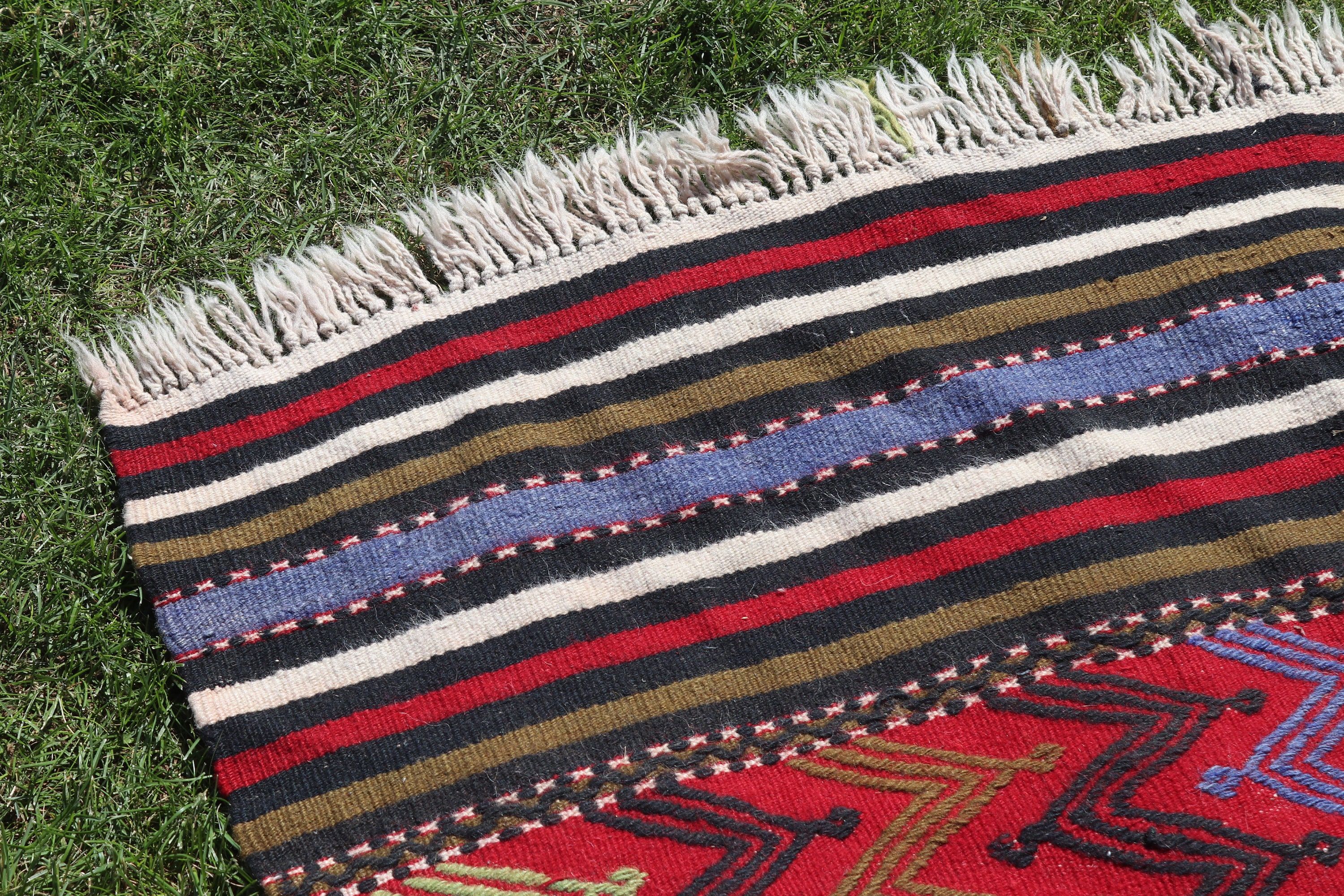 Vintage Rugs, Salon Rugs, Boho Rug, Kilim, Turkish Rugs, 4.8x11.4 ft Large Rug, Red Modern Rug, Kitchen Rug, Office Rugs, Large Oushak Rugs