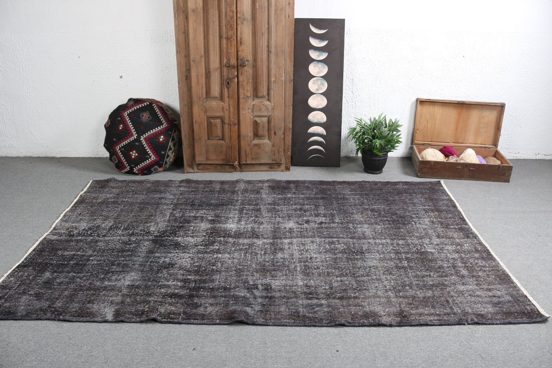 Handwoven Rugs, Dining Room Rugs, Gray Cool Rug, Turkish Rug, 5.5x8.8 ft Large Rug, Statement Rug, Large Oushak Rug, Vintage Rug, Floor Rug