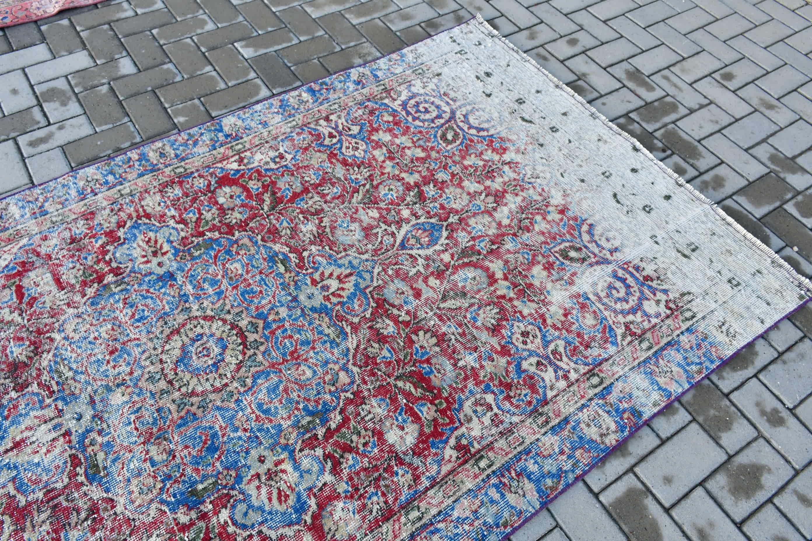 Yer Halısı, 4.6x9.5 ft Büyük Halı, Doğal Halı, Türk Halısı, Yemek Odası Halısı, Anadolu Halıları, Kırmızı Soğuk Halı, Vintage Halı, Oturma Odası Halısı