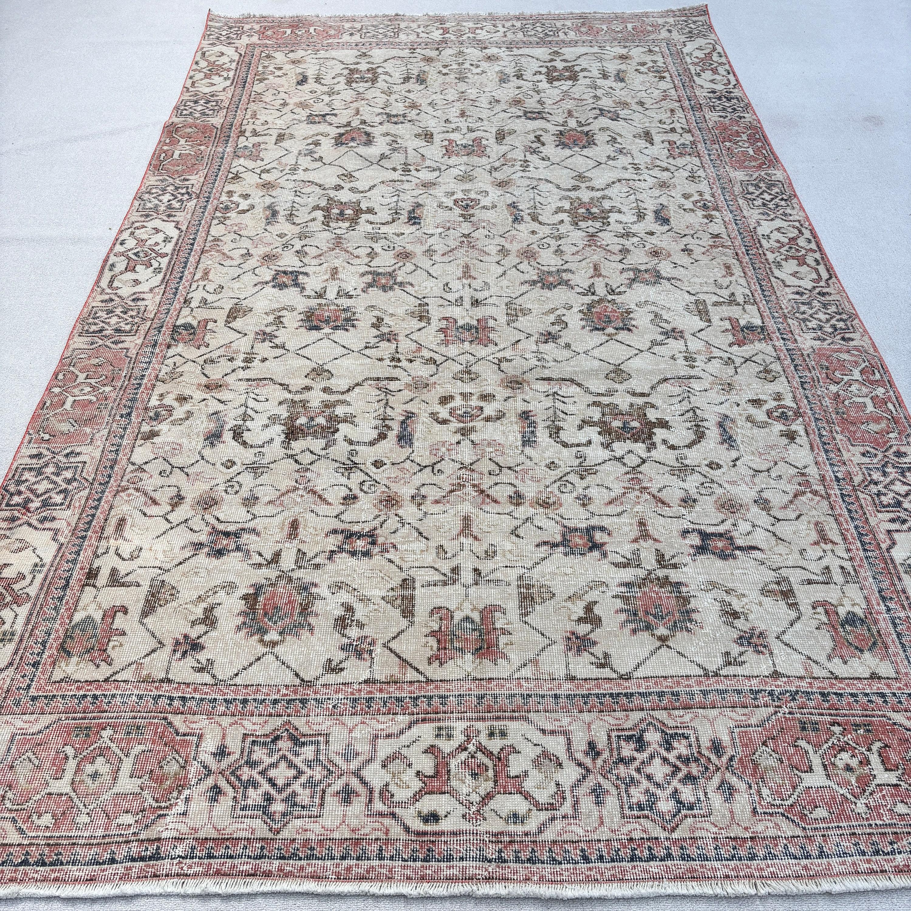 Büyük Oushak Halıları, Vintage Halı, Türk Halısı, Anadolu Halıları, Yatak Odası Halıları, 6,2x10,5 ft Büyük Halı, Gökkuşağı Lüks Halıları, Oryantal Halı