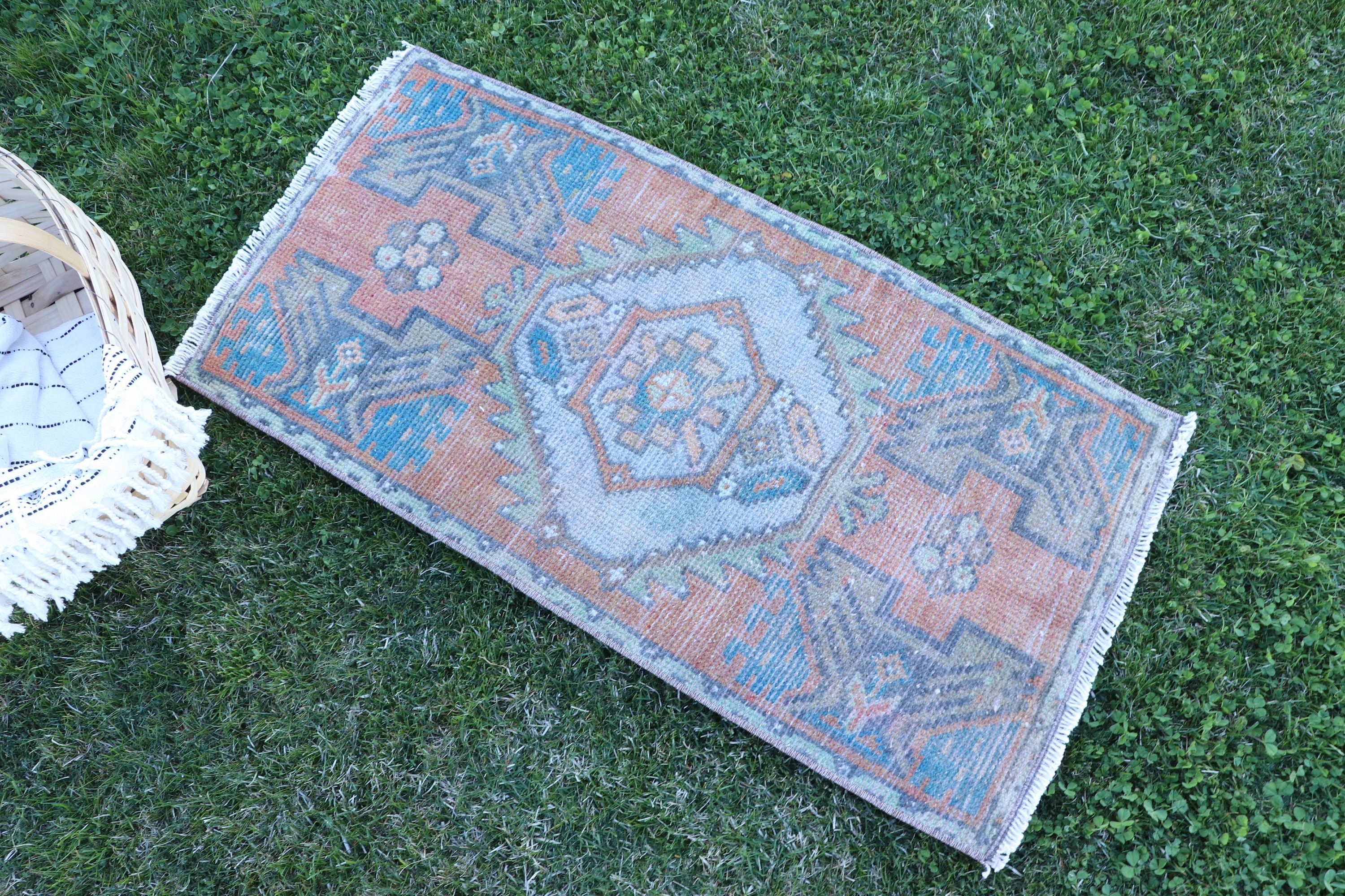 1.5x3 ft Small Rugs, Turkish Rug, Floor Rugs, Car Mat Rugs, Orange Kitchen Rug, Vintage Rugs, Flatweave Rug, Modern Rug, Small Vintage Rug