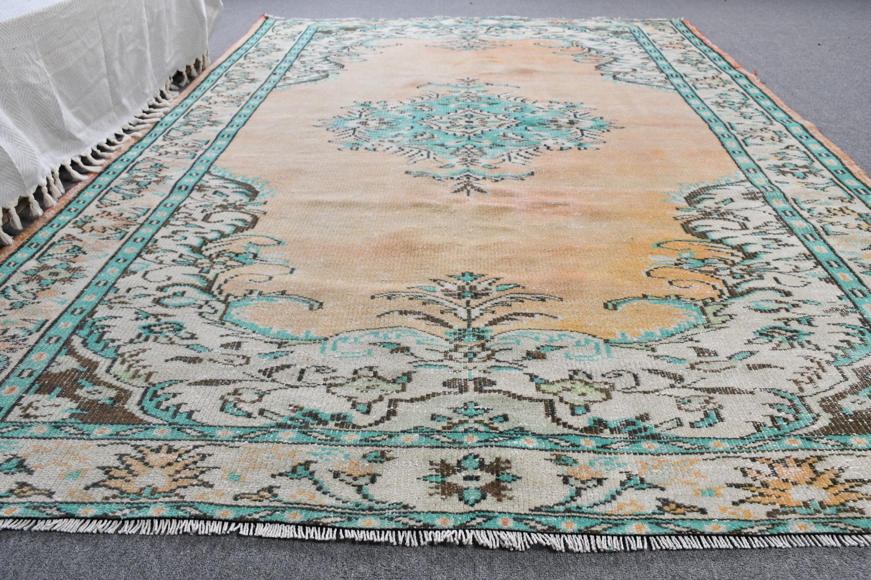 Moroccan Rug, Pale Rugs, Turkish Rugs, Orange Anatolian Rug, Dining Room Rugs, Salon Rug, Vintage Rugs, 6.1x9.3 ft Large Rugs, Bedroom Rugs