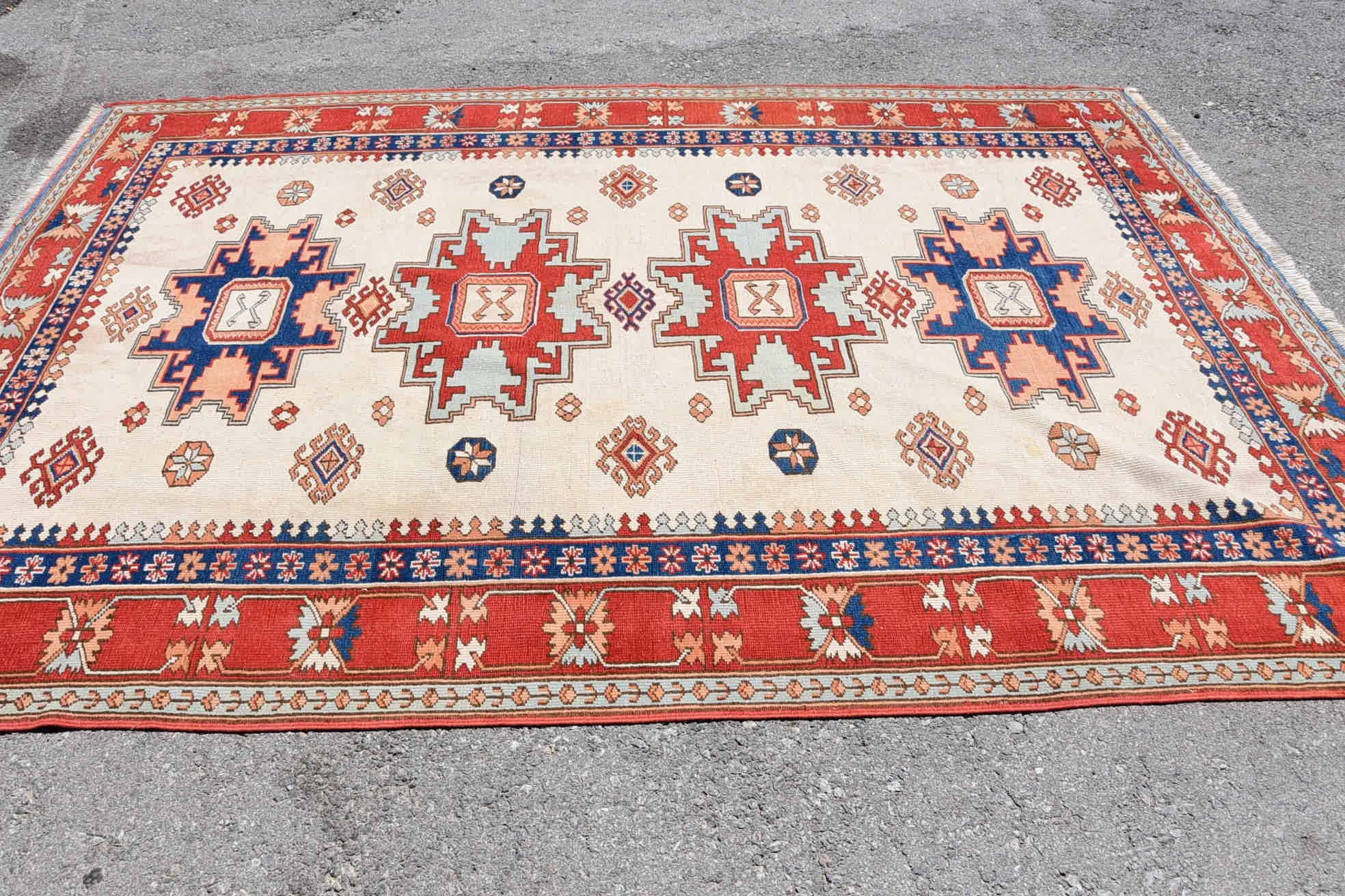 Yemek Odası Halısı, 6.3x9.4 ft Büyük Halı, Vintage Dekor Halısı, Türk Halısı, Salon Halıları, Salon Halısı, Vintage Halı, Yer Halısı, Havalı Halı, Sanat Halısı