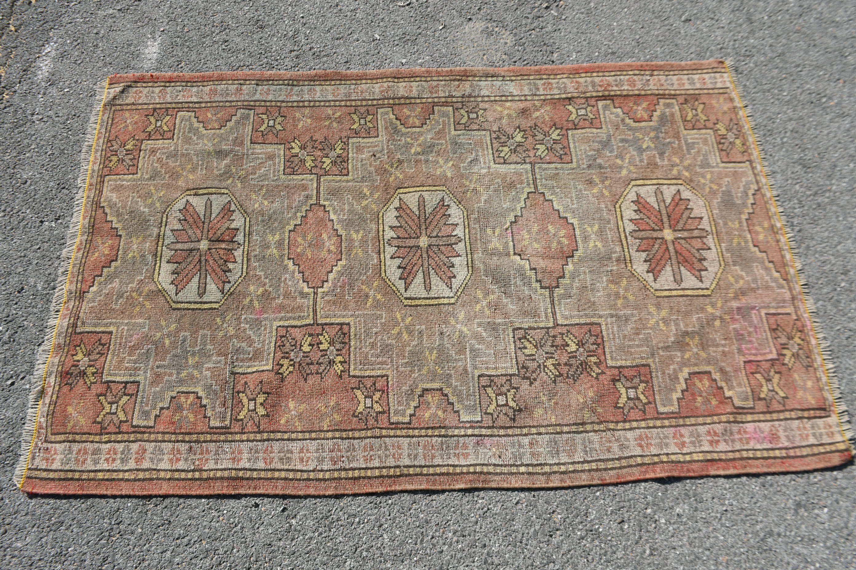 Vintage Halı, Yatak Odası Halısı, Pembe Soğuk Halı, Banyo Halısı, Türk Halısı, Yatak Odası Halıları, Duvar Asılı Halılar, 3.1x4.8 ft Küçük Halı