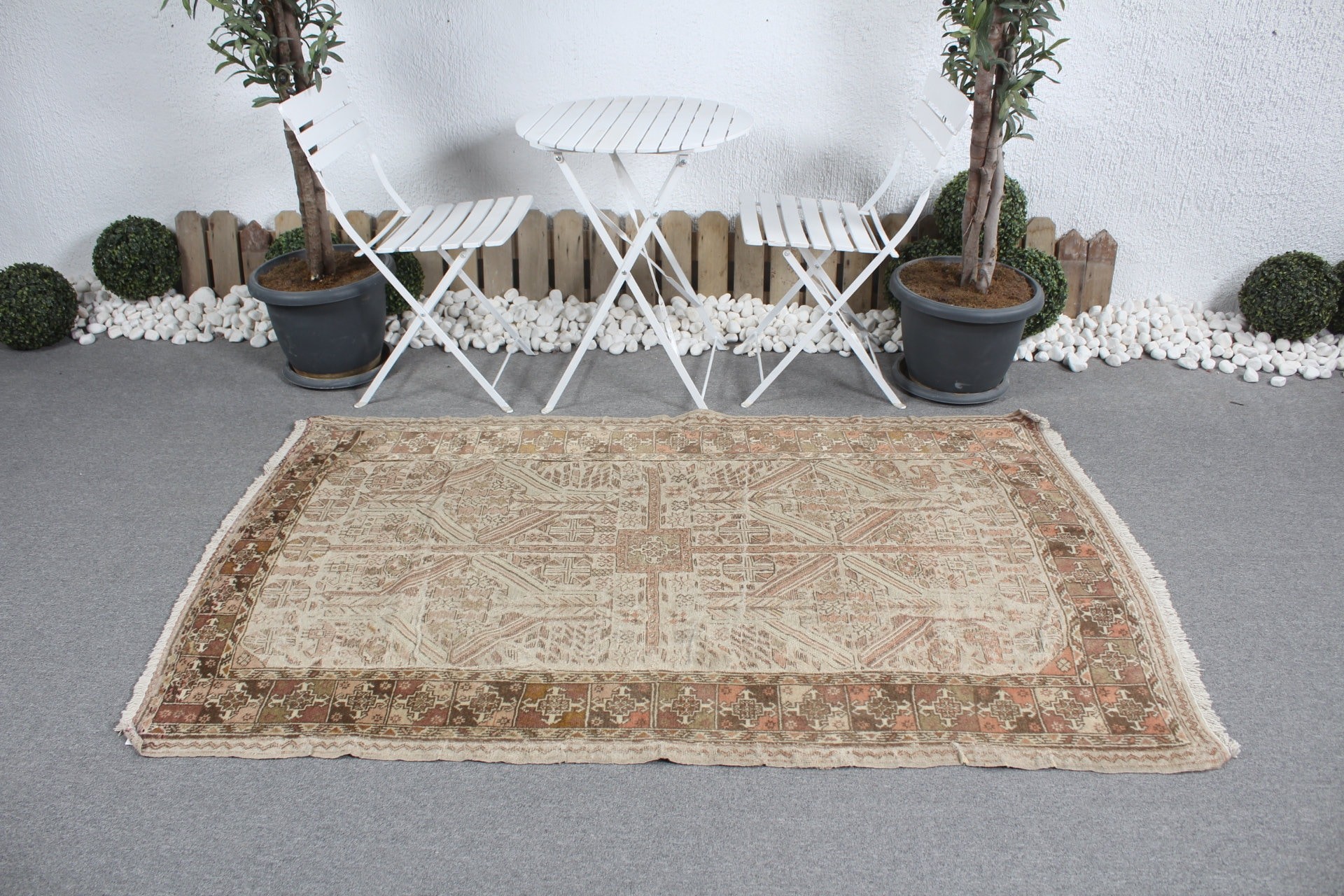 Beige Moroccan Rug, Dining Room Rug, Cool Rug, 4.1x6.4 ft Area Rug, Kitchen Rugs, Turkish Rug, Vintage Rugs, Bohemian Rug