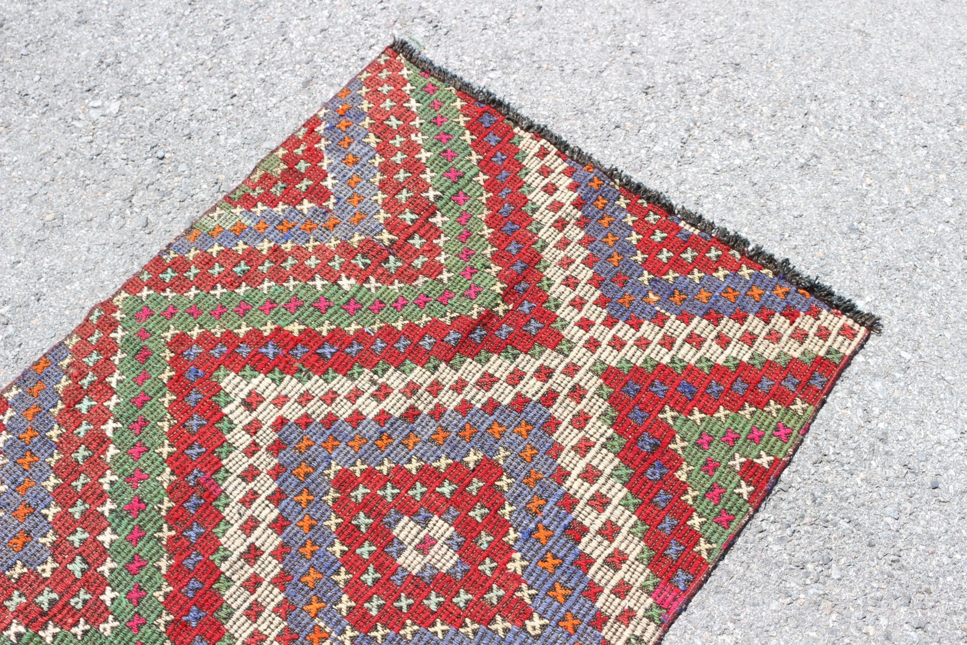 Türk Kilim, Mutfak Kilim, Antik Kilim, Araba paspası Kilim, Kırmızı Zemin Kilim, Mutfak Kilim, Duvar Kilim, 84x121 cm Küçük Kilim