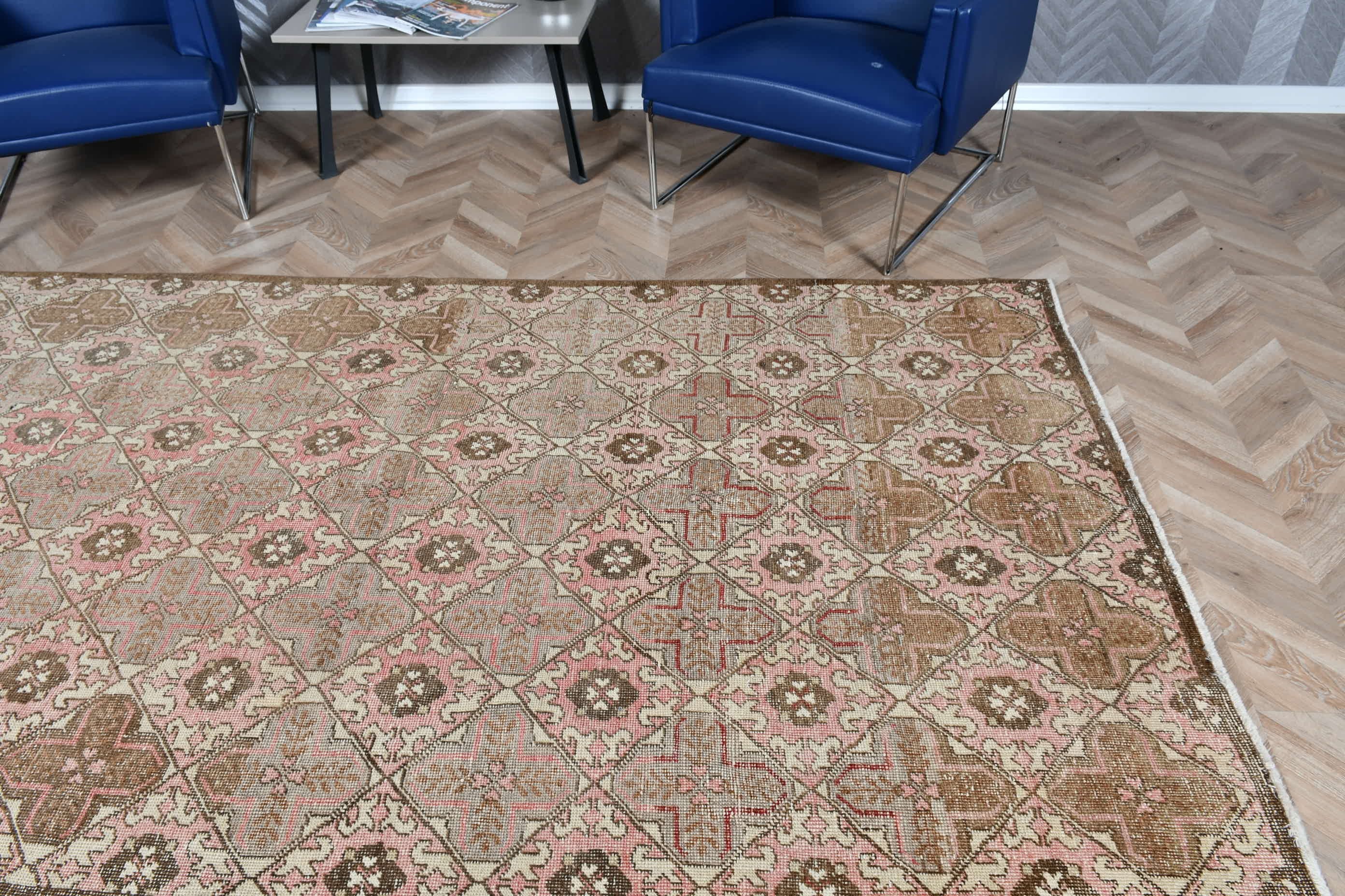 Vintage Halı, Oushak Halı, 5.1x10 ft Büyük Halı, Türk Halıları, Yer Halısı, Oturma Odası Halıları, Salon Halıları, Pembe Soğuk Halı, Yatak Odası Halısı