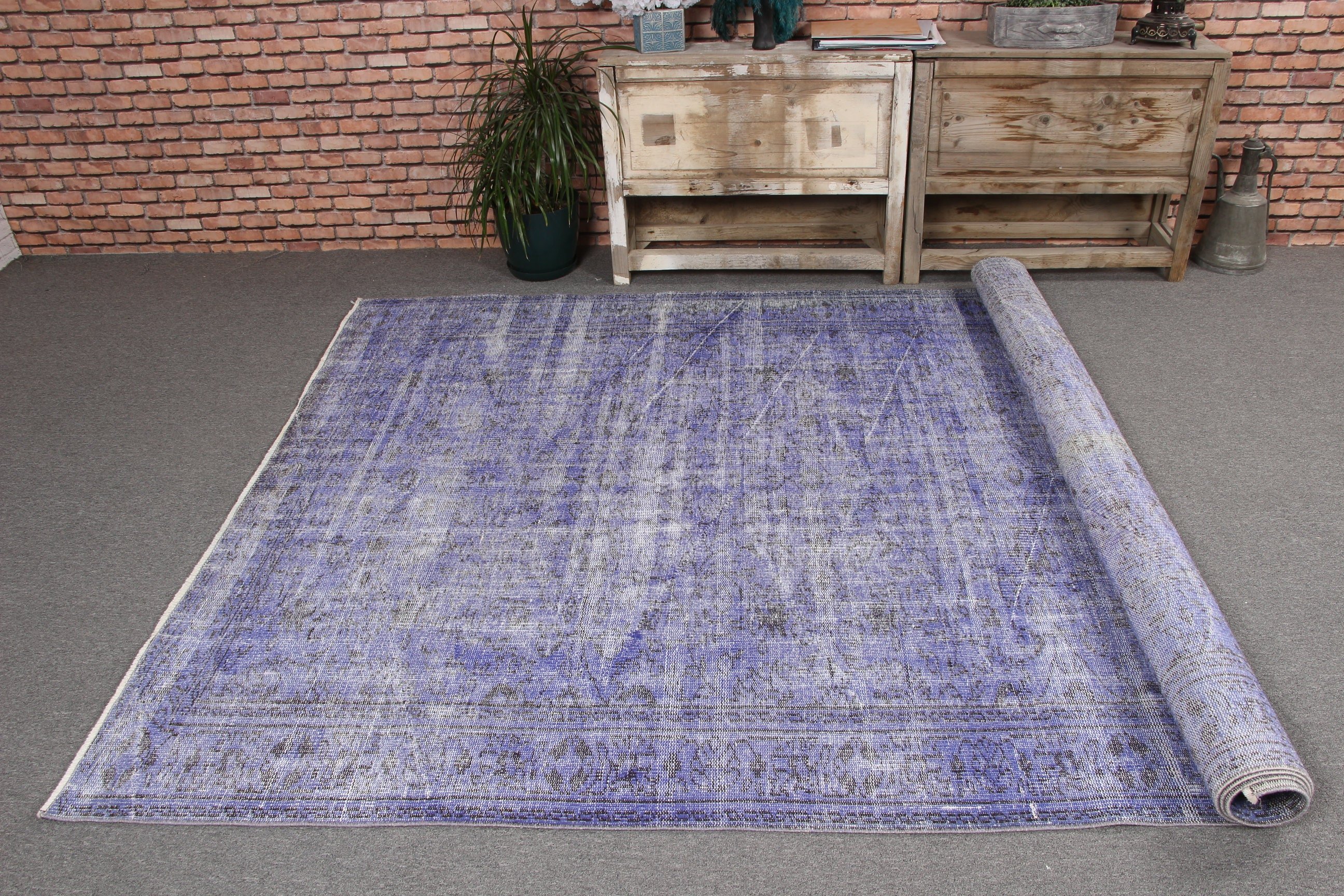 Mavi Yatak Odası Halısı, Yatak Odası Halıları, Salon Halısı, Antika Halılar, 6x9.8 ft Büyük Halılar, Lüks Halı, Türk Halısı, Büyük Boho Halısı, Vintage Halı