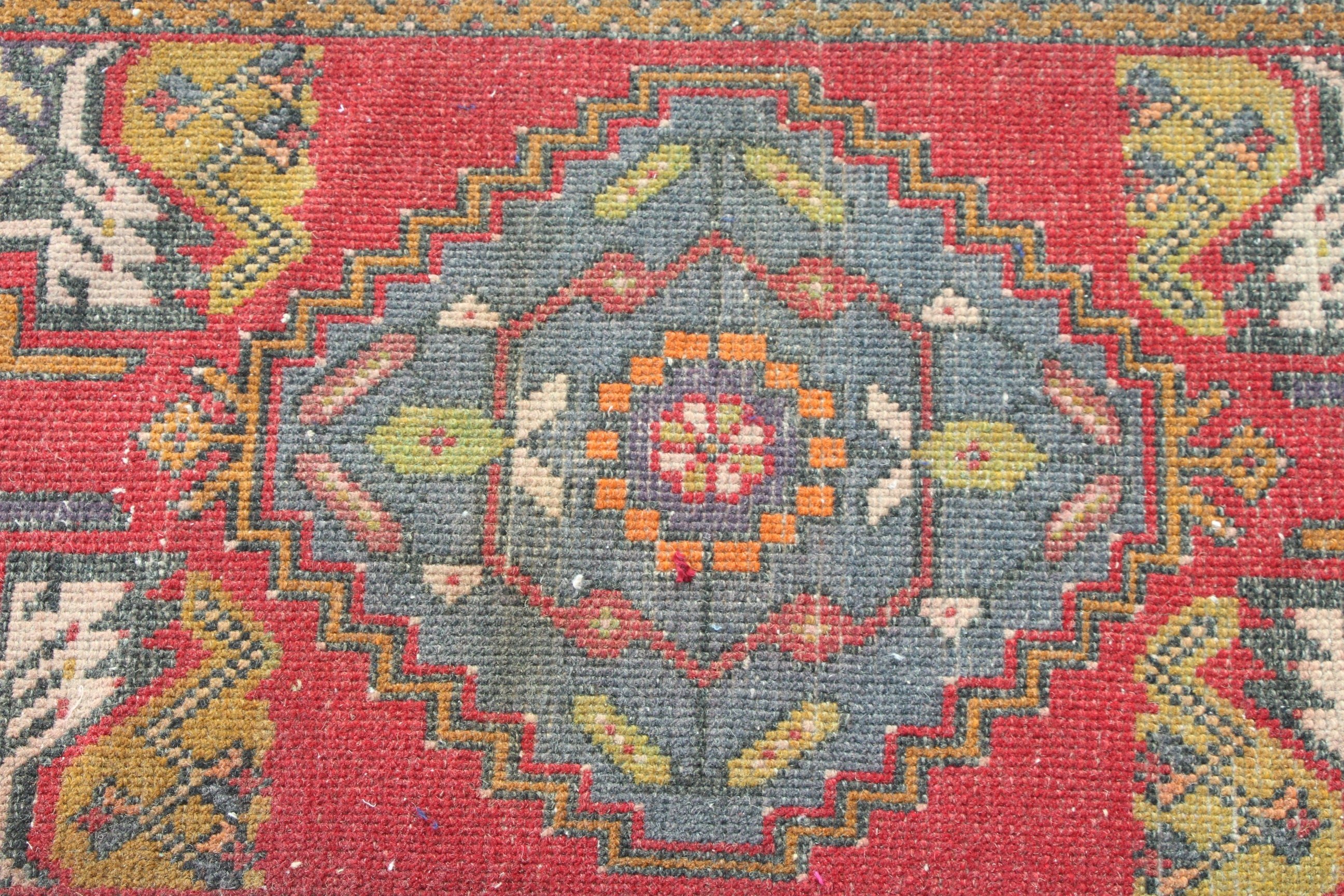 Vintage Halı, 1.7x3.2 ft Küçük Halılar, Türk Halısı, Küçük Alan Halıları, Kapı Paspas Halıları, Ev Dekor Halısı, Düz Dokuma Halılar, Kırmızı Yatak Odası Halıları