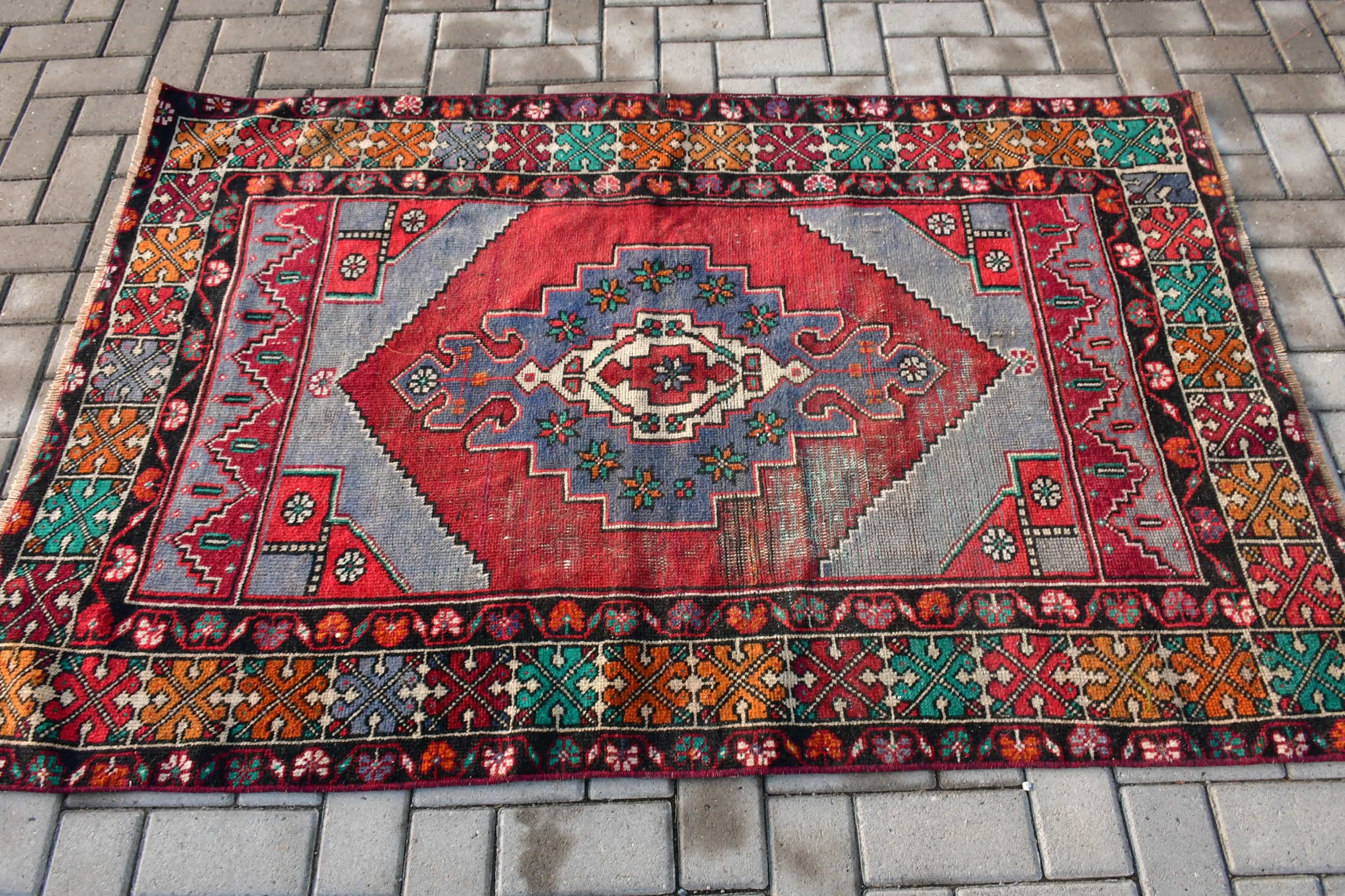 Nursery Rug, Vintage Rugs, Red Bedroom Rugs, Turkish Rug, Kitchen Rug, 3.9x5.9 ft Accent Rugs, Floor Rugs, Rugs for Kitchen, Cool Rug