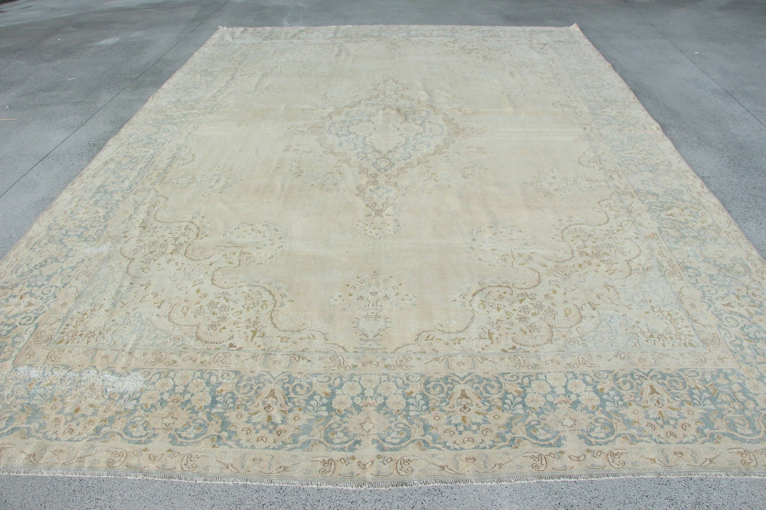 Türk Halısı, Mutfak Halısı, Oturma Odası Halıları, 9.5x13.3 ft Büyük Boy Halılar, Bej Anadolu Halısı, Türkiye Halısı, Salon Halısı, Vintage Halılar, Yer Halısı