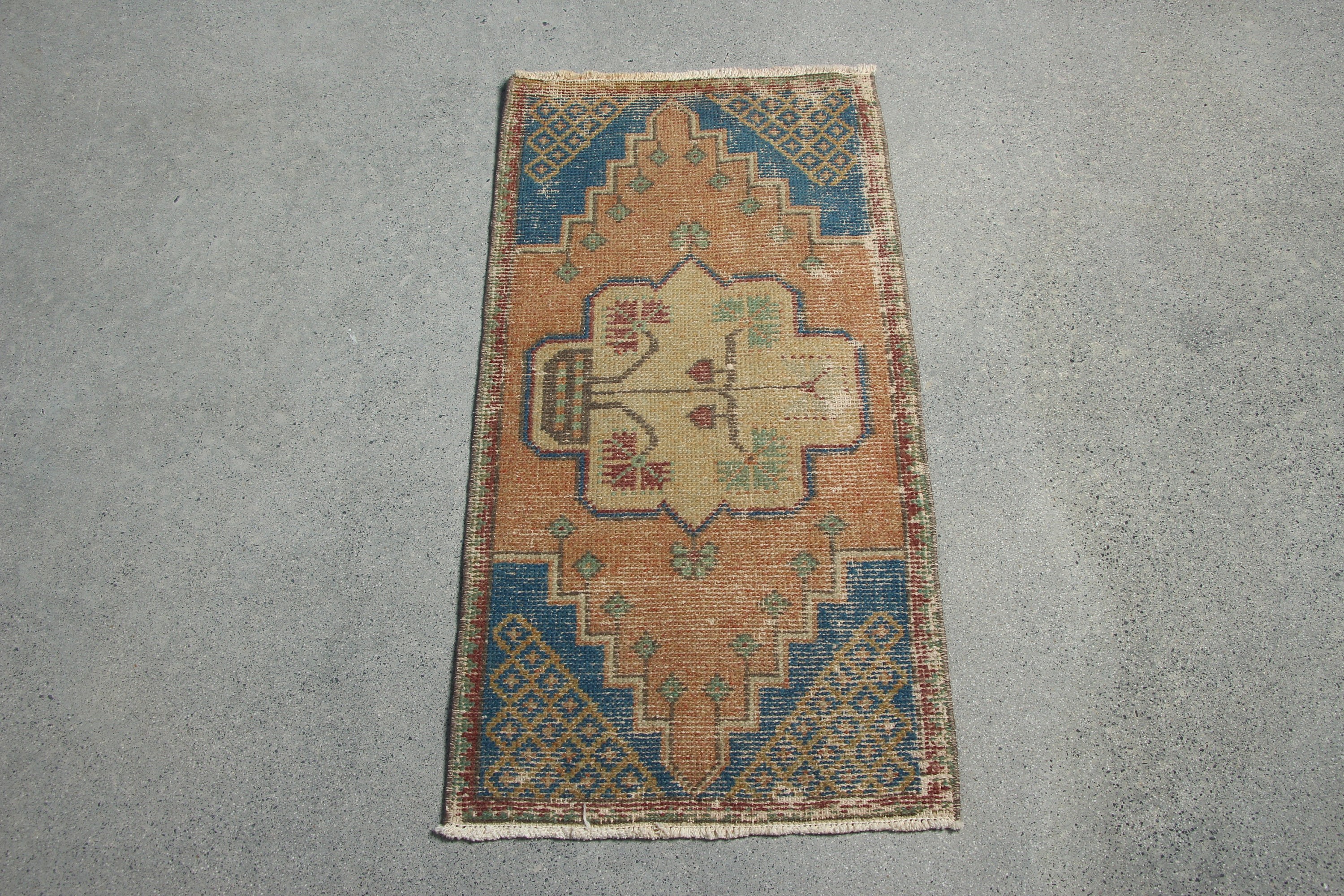 Turkish Rugs, Anatolian Rug, Art Rug, Kitchen Rugs, Vintage Rug, Oriental Rug, Wall Hanging Rug, Orange  1.6x3.1 ft Small Rug