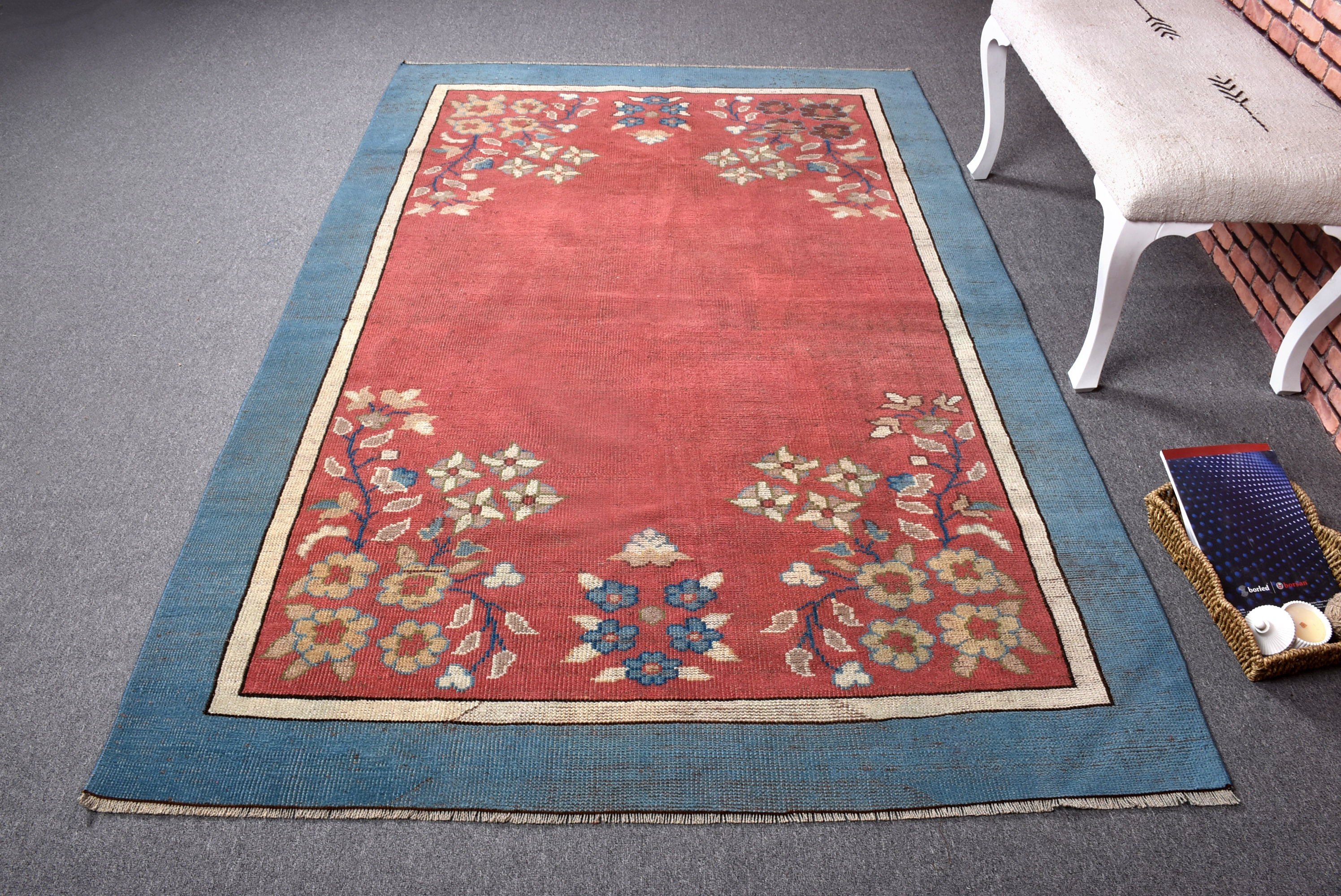 Bedroom Rugs, Aesthetic Rugs, Floor Rugs, Turkish Rugs, Antique Rug, Red Luxury Rug, 5.1x7.5 ft Area Rugs, Vintage Rug, Flatweave Rugs