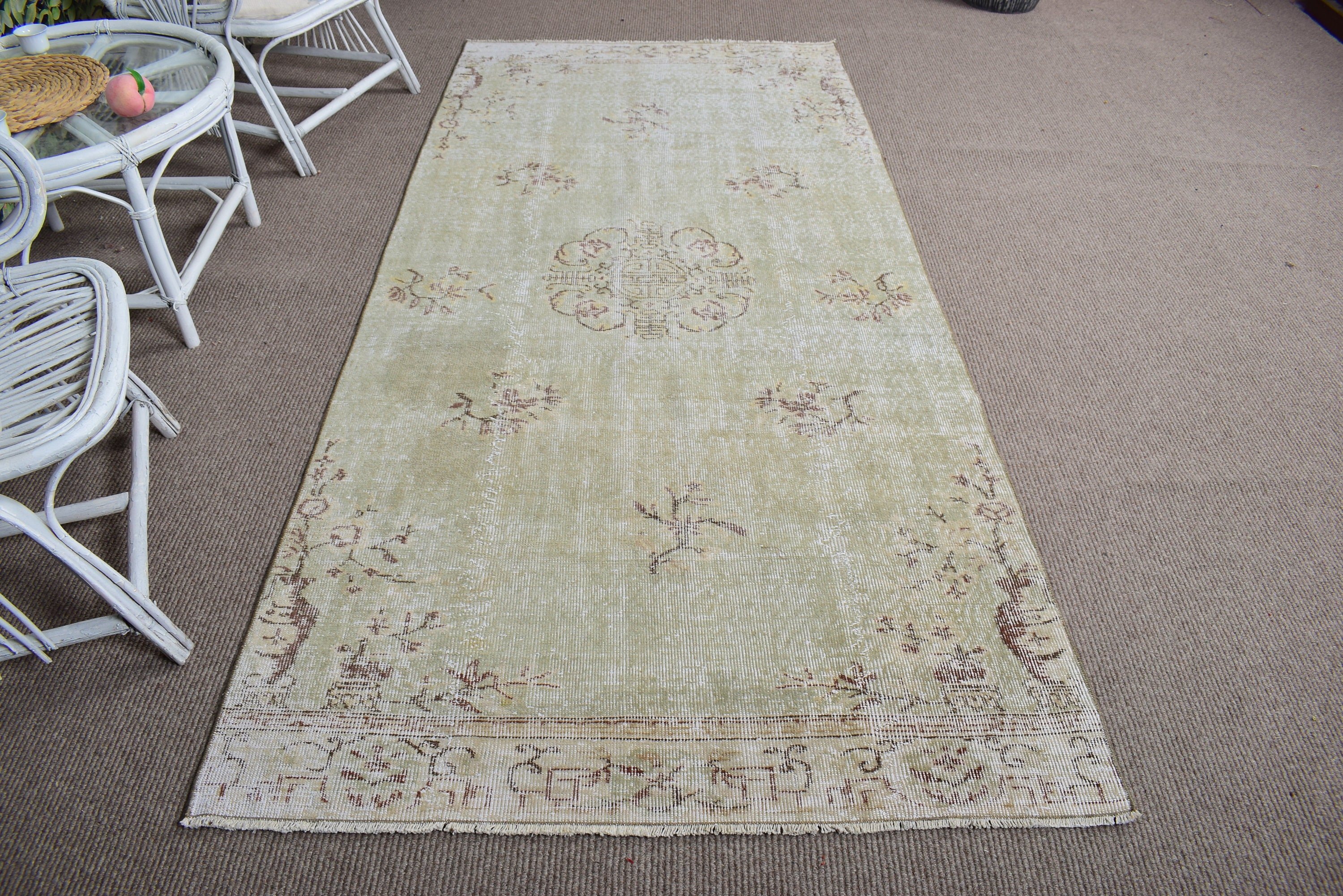 Kitchen Rugs, Oriental Rug, 4x8.6 ft Area Rugs, Vintage Rug, Nursery Rug, Floor Rugs, Green Bedroom Rugs, Turkish Rug, Living Room Rugs