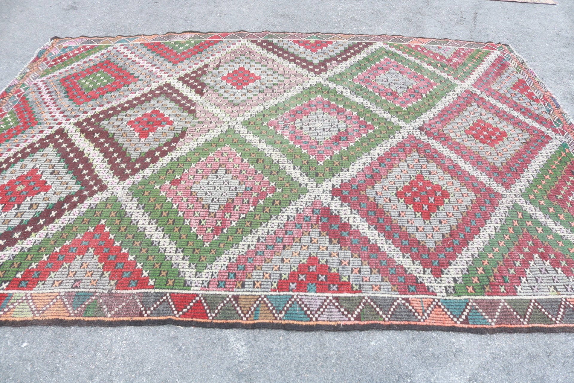 Kitchen Rugs, Turkish Rug, Vintage Rug, Kilim, Antique Rug, Living Room Rugs, Salon Rug, 7x10.3 ft Oversize Rug, Rugs for Living Room