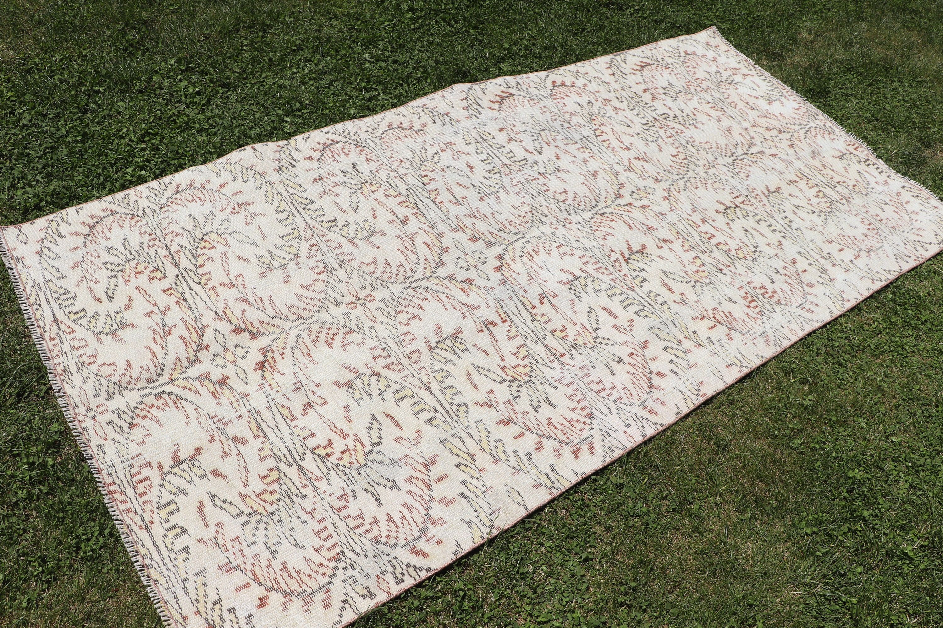 Boho Halı, 3.7x7.6 ft Alan Halıları, Bej Ev Dekorasyonu Halıları, Oushak Halısı, Mutfak Halıları, Oturma Odası Halıları, Türk Halısı, Vintage Halı, Açıklama Halıları