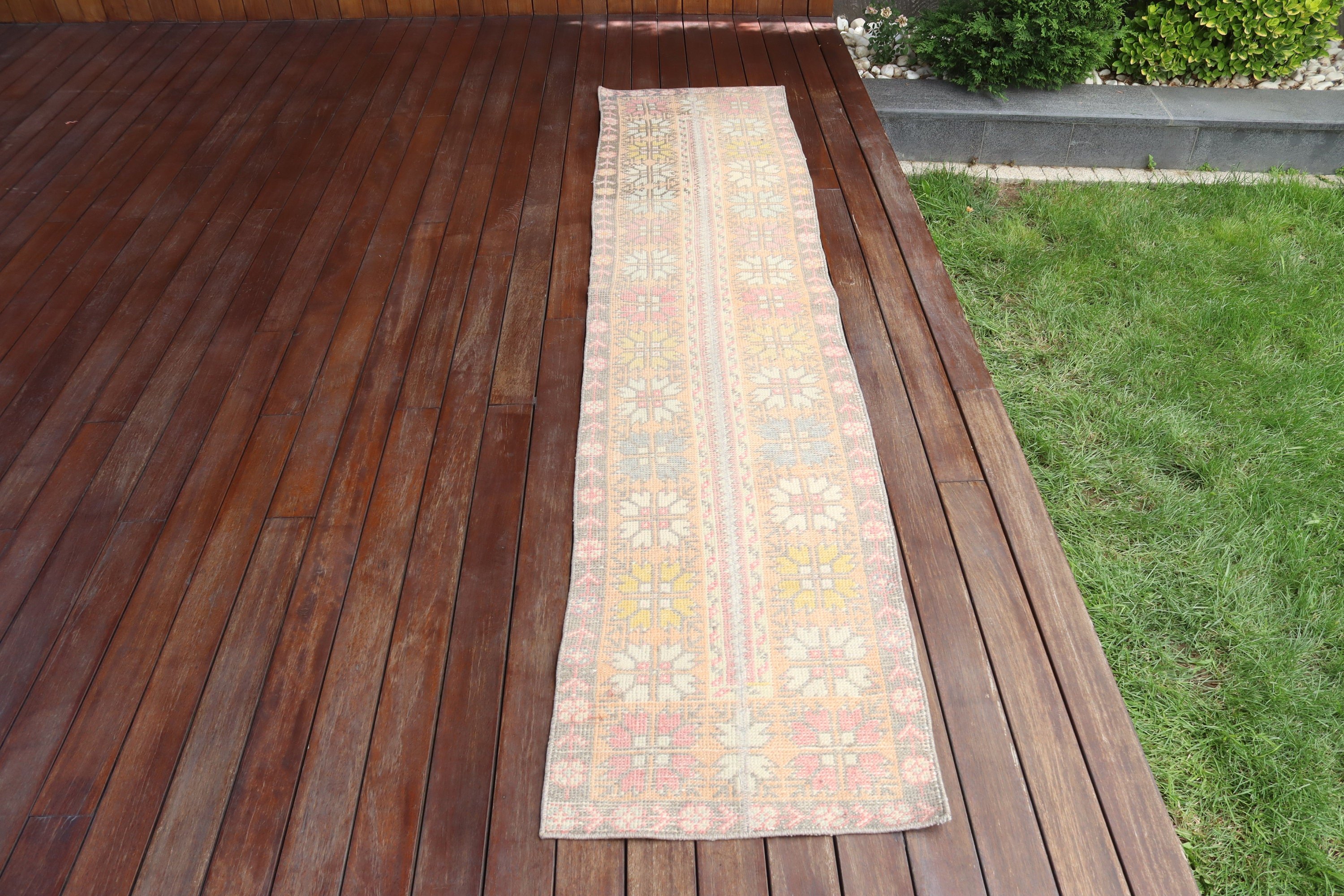 Lüks Halı, Kahverengi 1.8x8.7 ft Runner Halı, Türk Halısı, Yatak Odası Halısı, Koridor Halıları, Vintage Halılar, Beni Ourain Runner Halıları