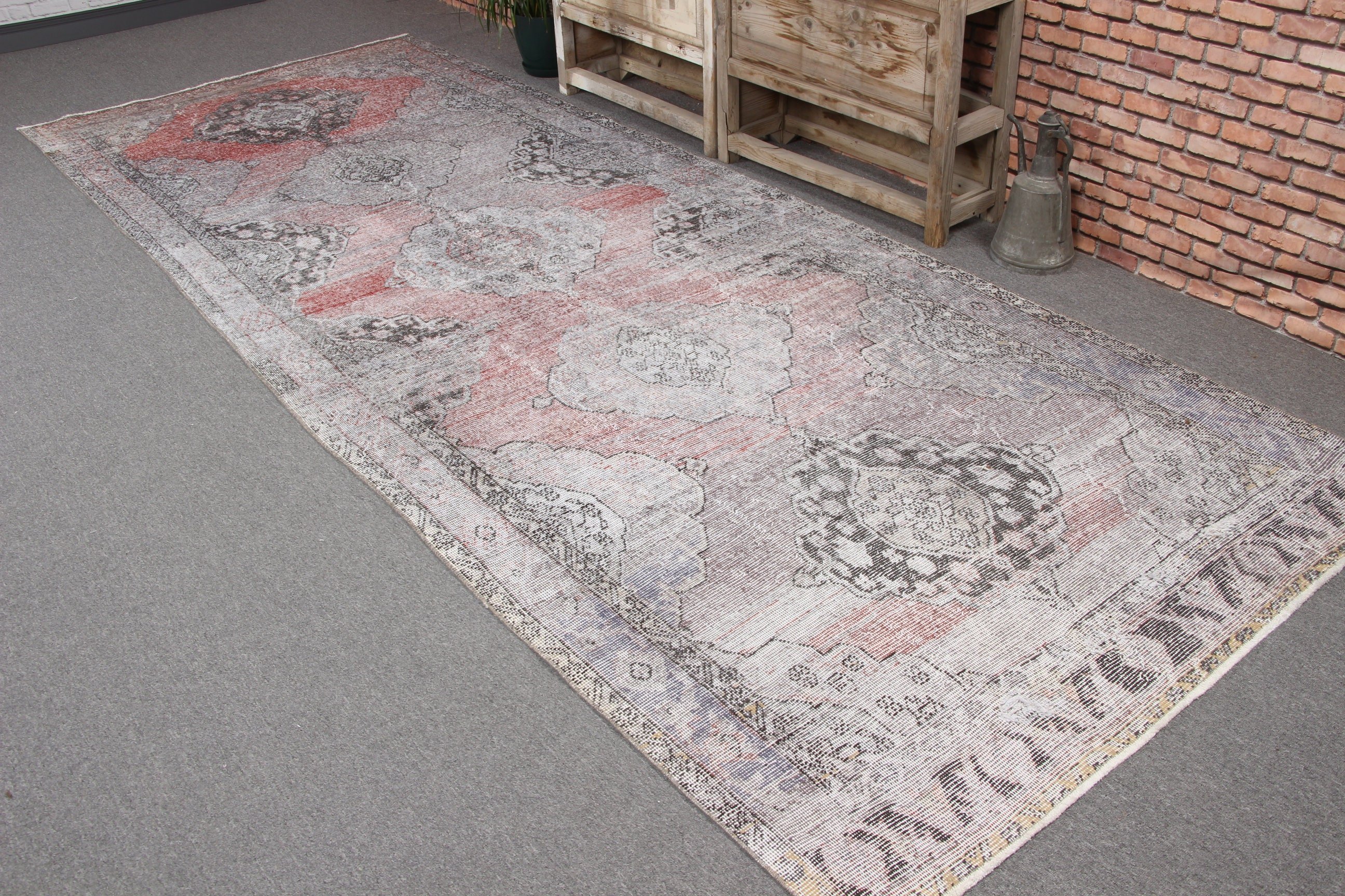 Cool Rugs, Vintage Rugs, Floor Rug, Corridor Rug, Turkish Rugs, 4.9x12.5 ft Runner Rug, Outdoor Rug, Rugs for Corridor, Gray Moroccan Rugs